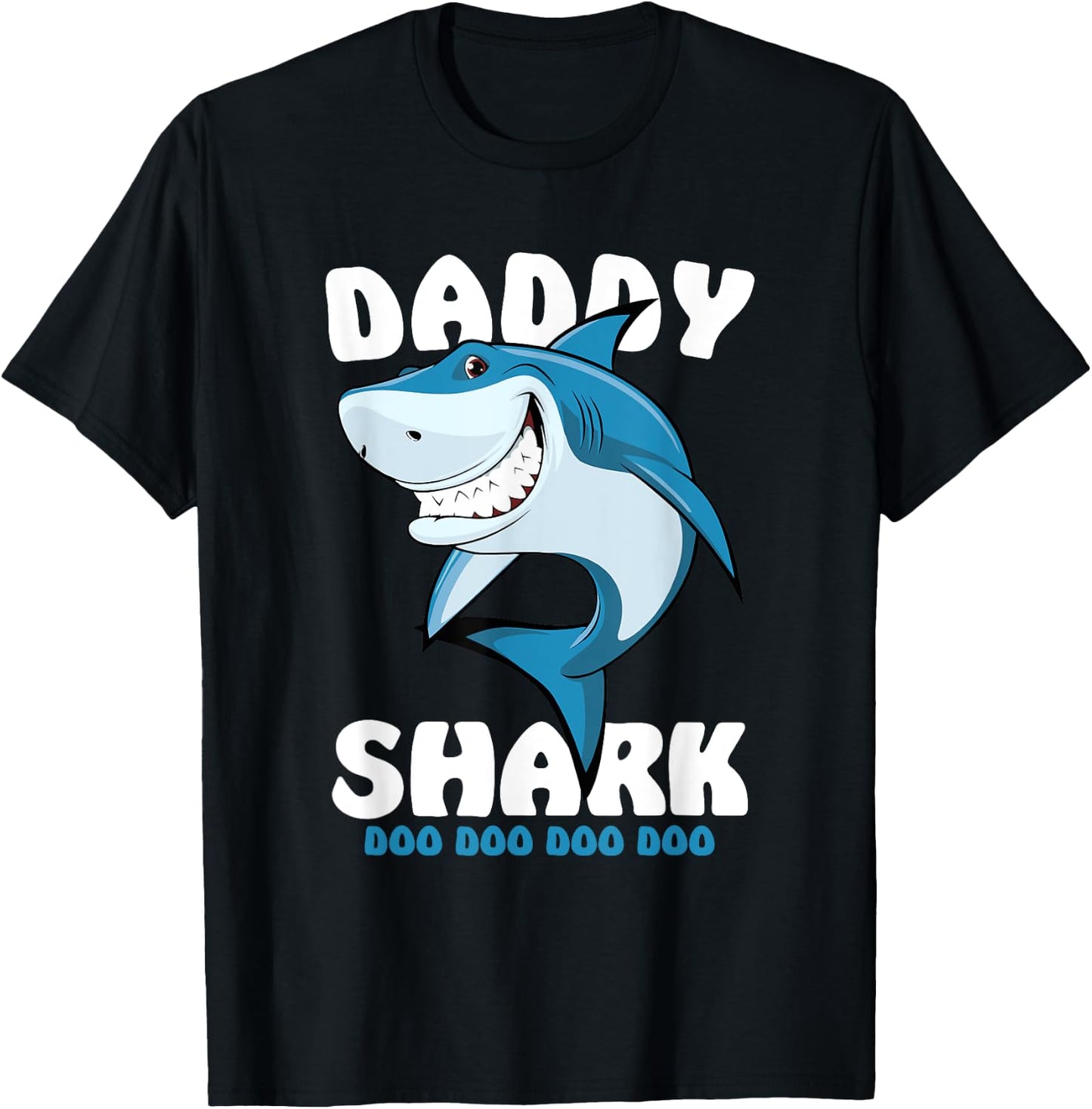 Daddy Shark shirt Funny Fathers Day Gift Kids dad T-Shirt - T-Shirt | Black