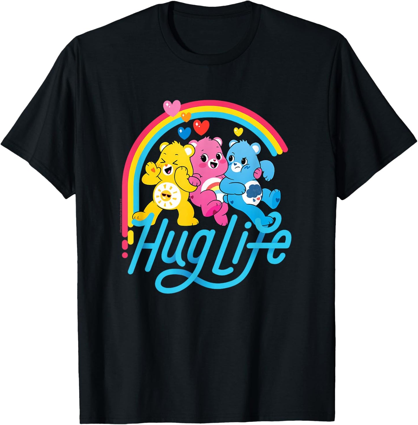 Care Bears Hug Life Rainbow Cute Cartoon T-Shirt - T-Shirt | Black