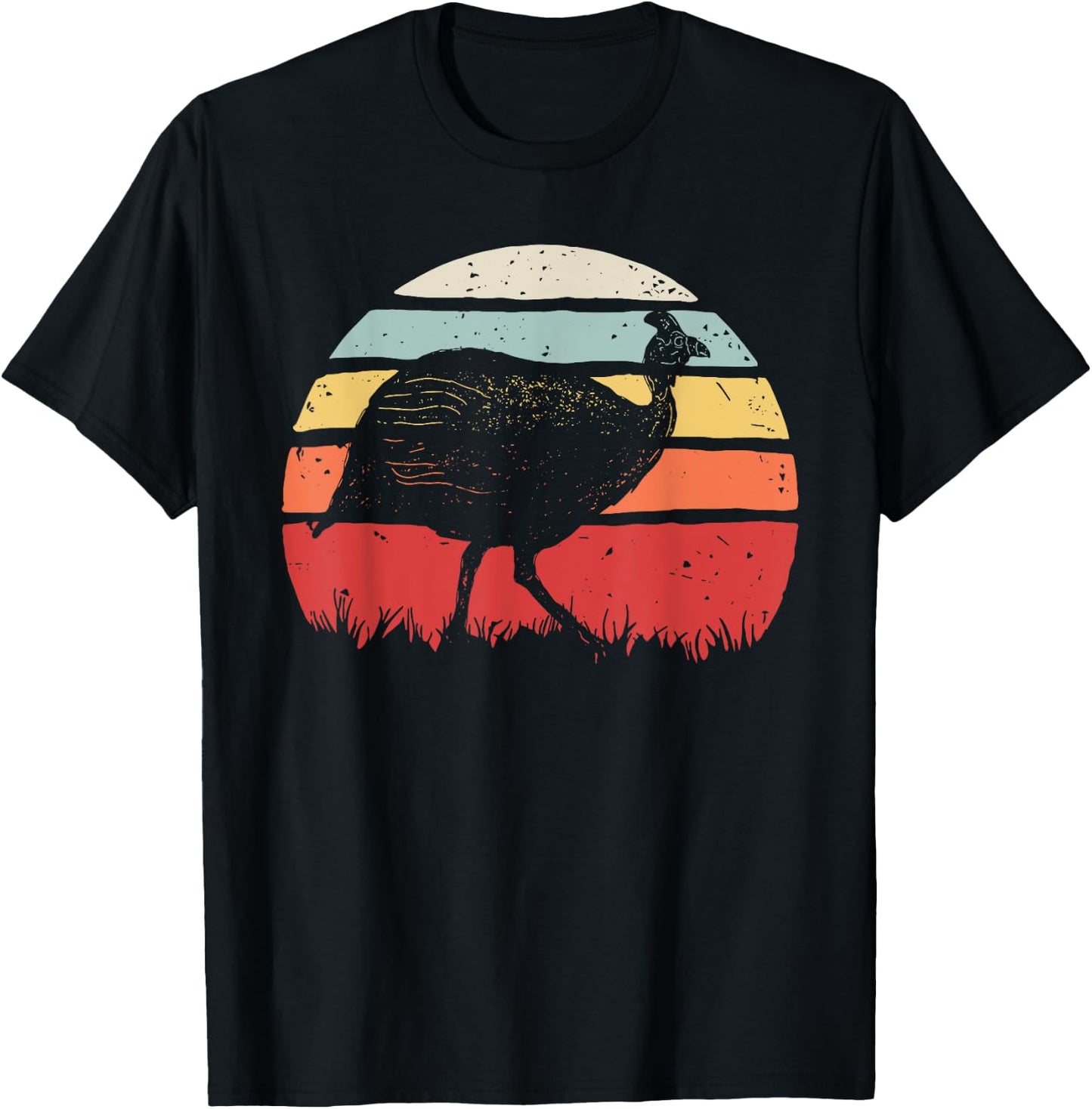 Vintage Retro Guinea Fowl T-Shirt - T-Shirt | Black
