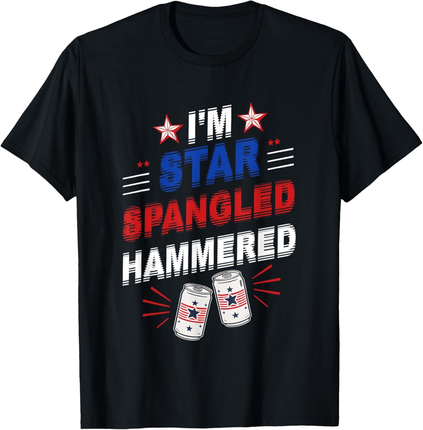 Beer Drinking Drinker Alcohol Funny 4th of July Hammered Women Men T-Shirt - T-Shirt | Black