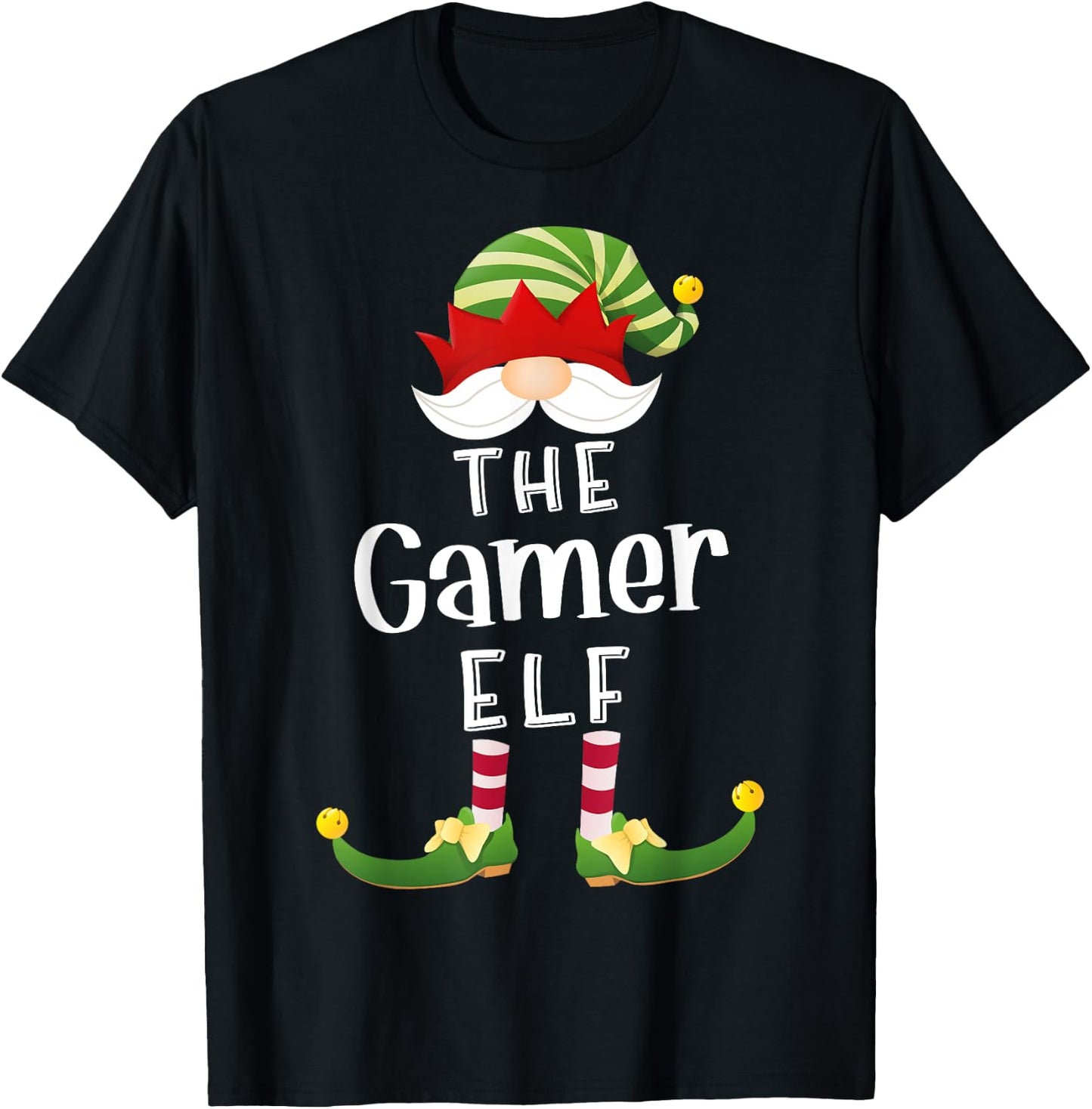 Gamer Elf Group Christmas Funny Pajama Party T-Shirt - T-Shirt | Black