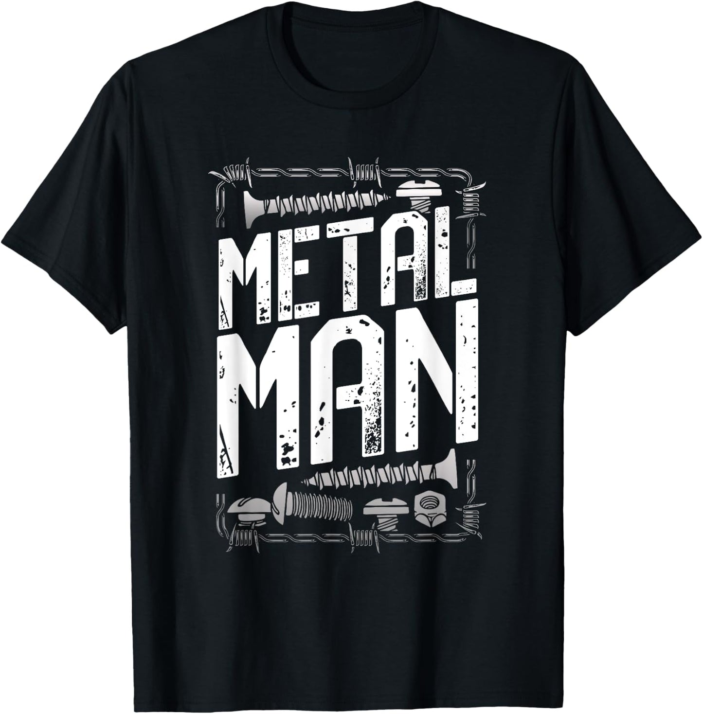 Metal Man - Bold Industrial Hardware Design T-Shirt - T-Shirt | Black