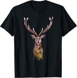 Steampunk Stag Head T-Shirt - T-Shirt | Black