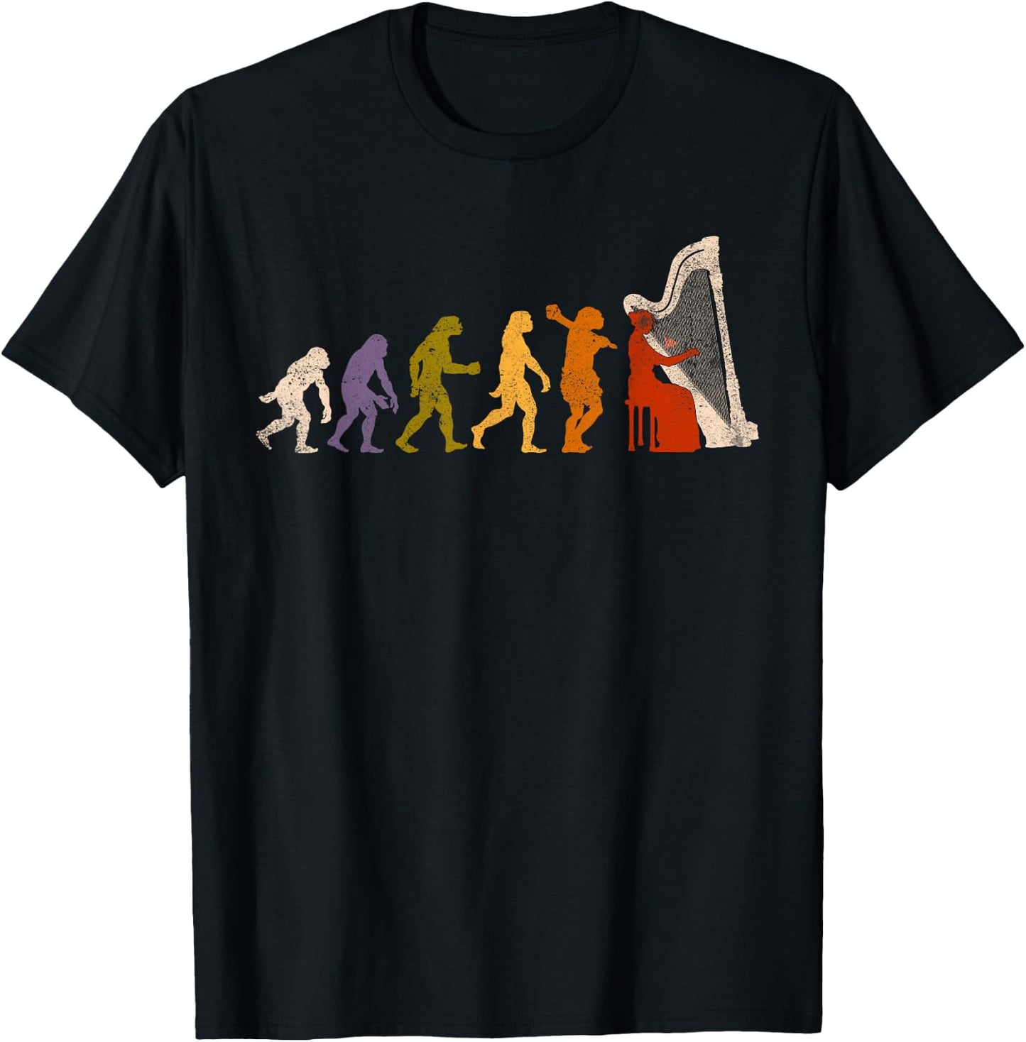 Evolution Harp Harp Player Gift T-Shirt - T-Shirt | Black