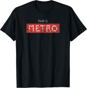 Paris Metro Sign for Paris France Travelers Gift T-Shirt - T-Shirt | Black