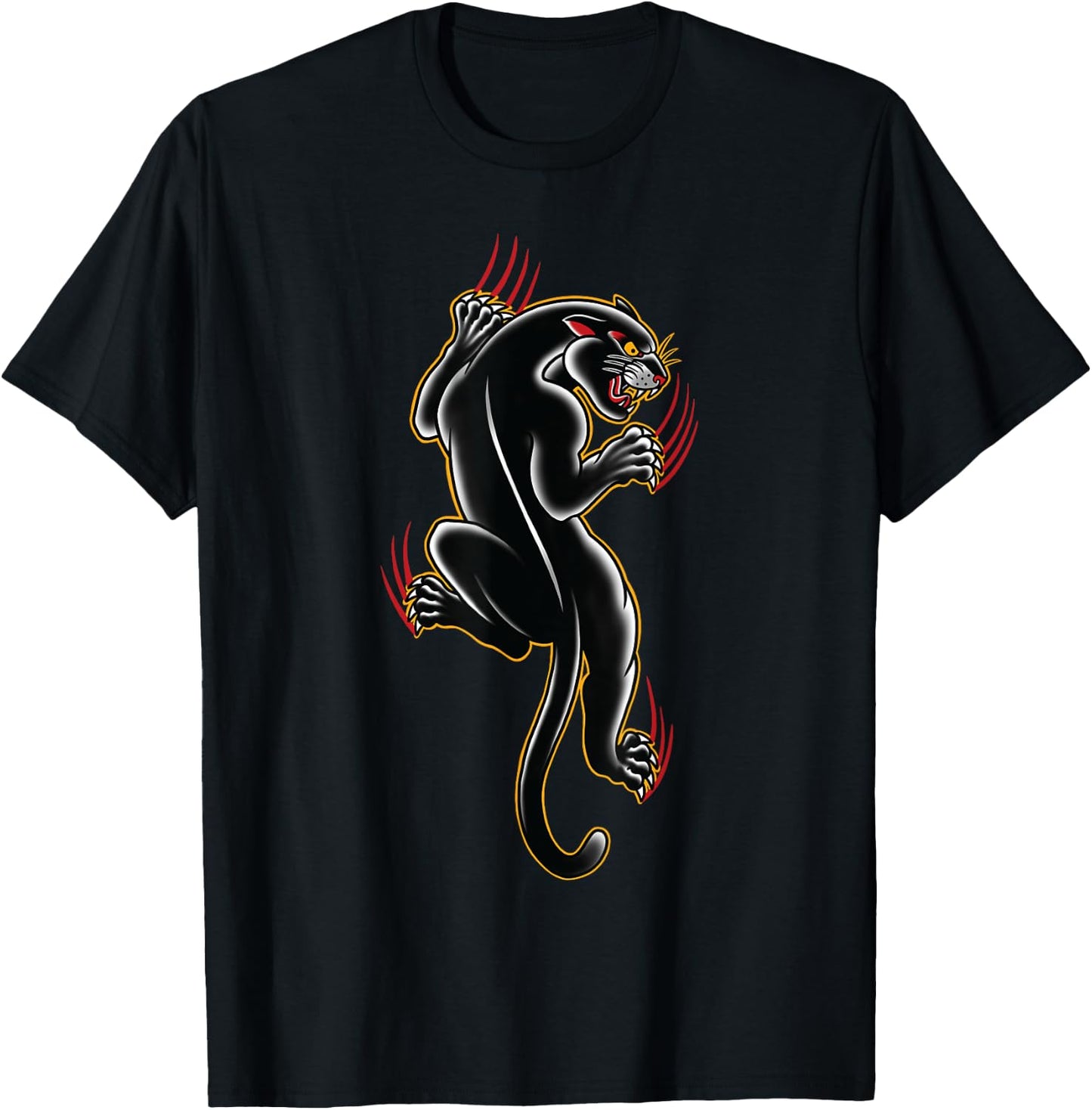 Traditional Panther Tattoo art Graphic, Old School tattoo T-Shirt - T-Shirt | Black