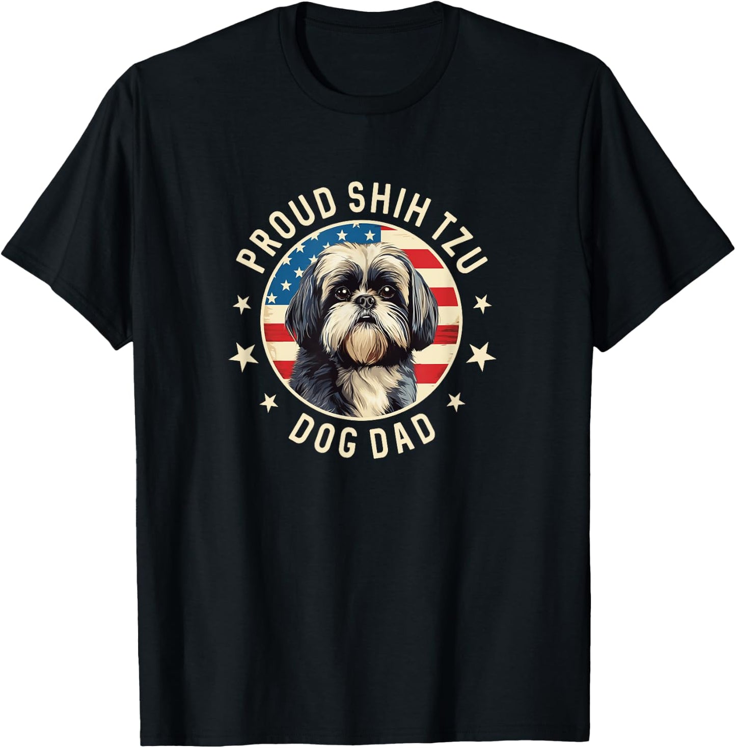 Shih Tzu Gifts , Proud Shitzu Dog Dad T-Shirt - T-Shirt | Black