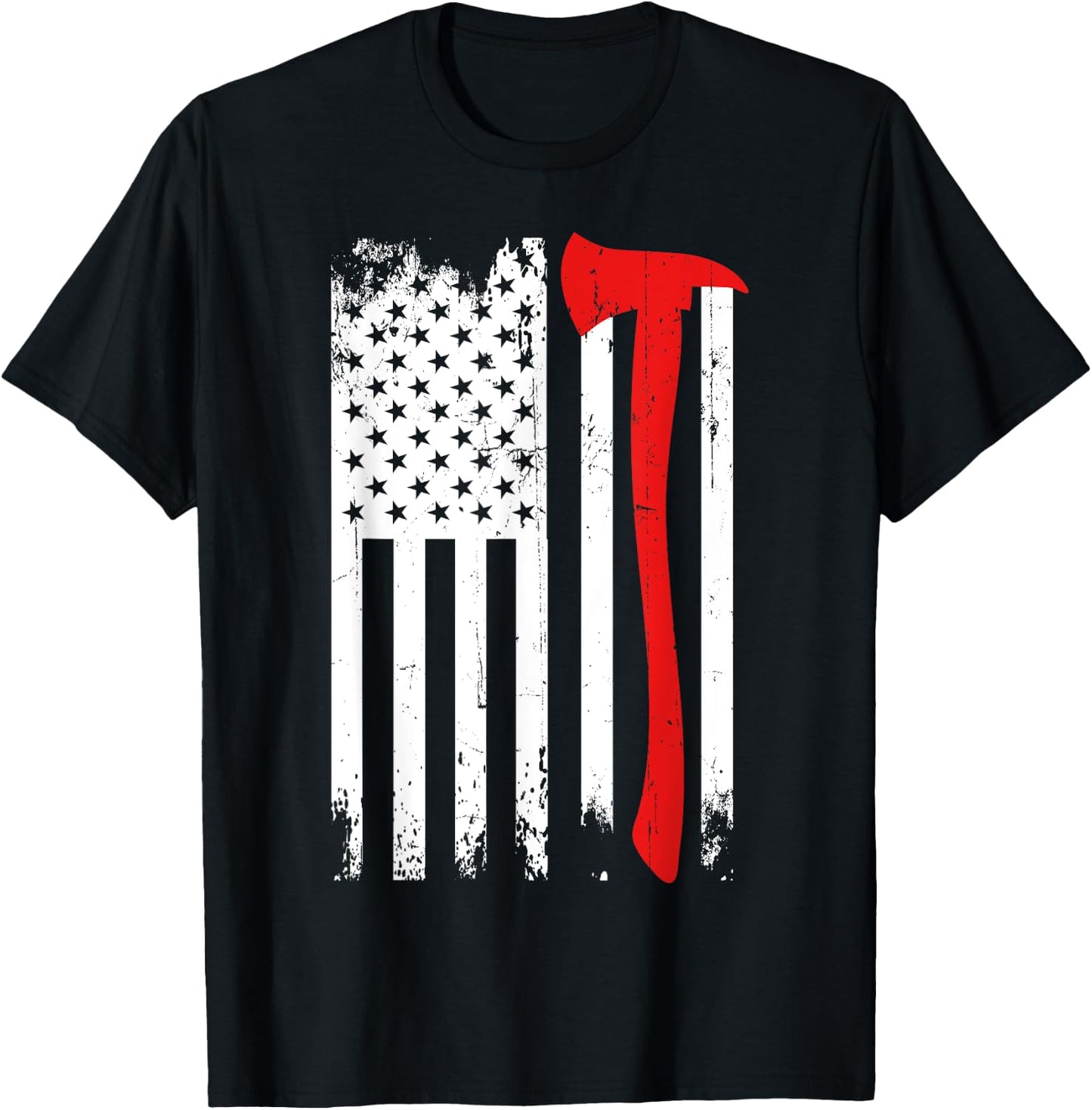 Firefighter Patriotic Fireman Firefighting Rescuer Volunteer T-Shirt - T-Shirt | Black