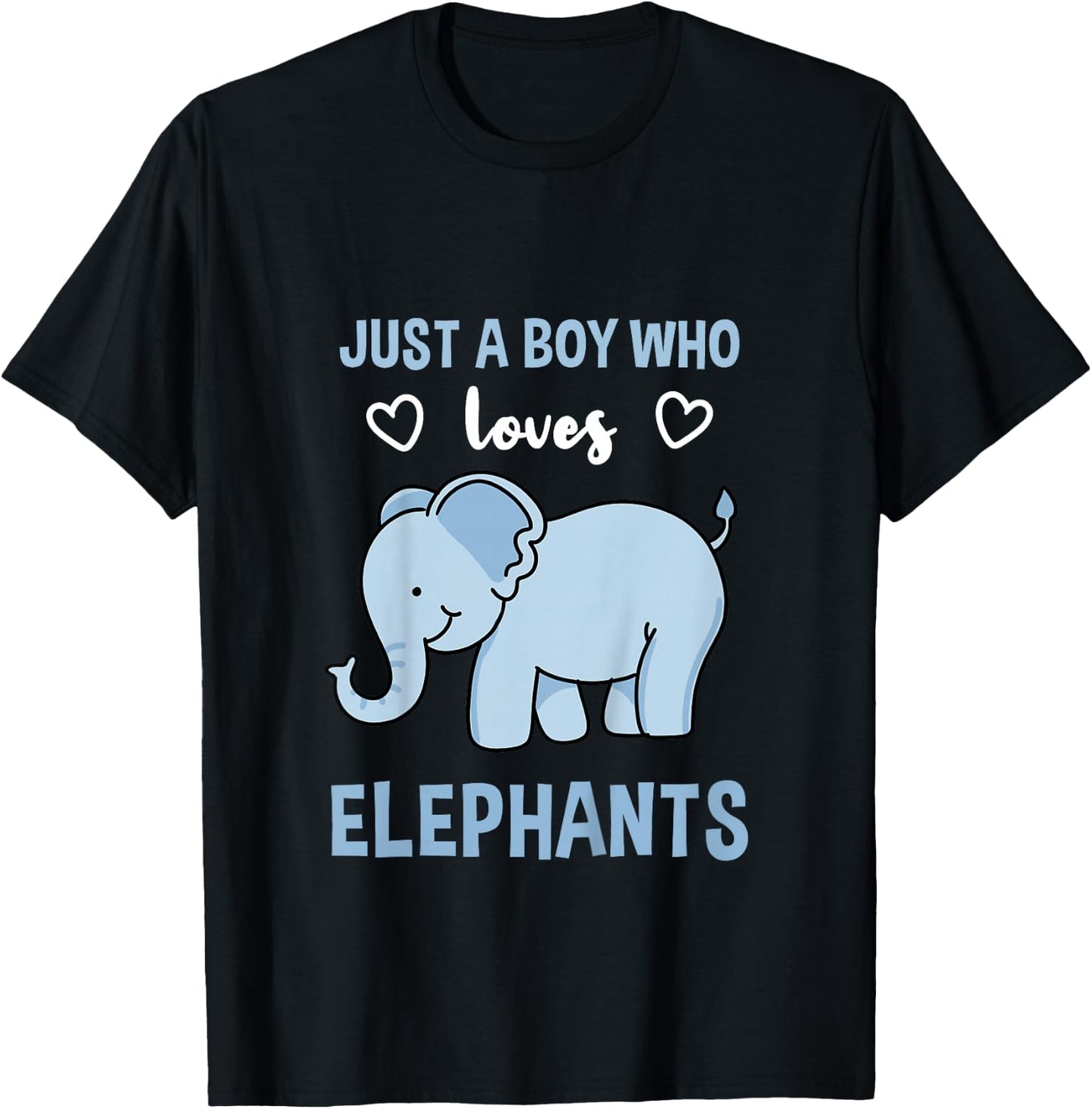 Kids Just A Boy Who Loves Elephants Elephant Lover Gift T-Shirt - T-Shirt | Black
