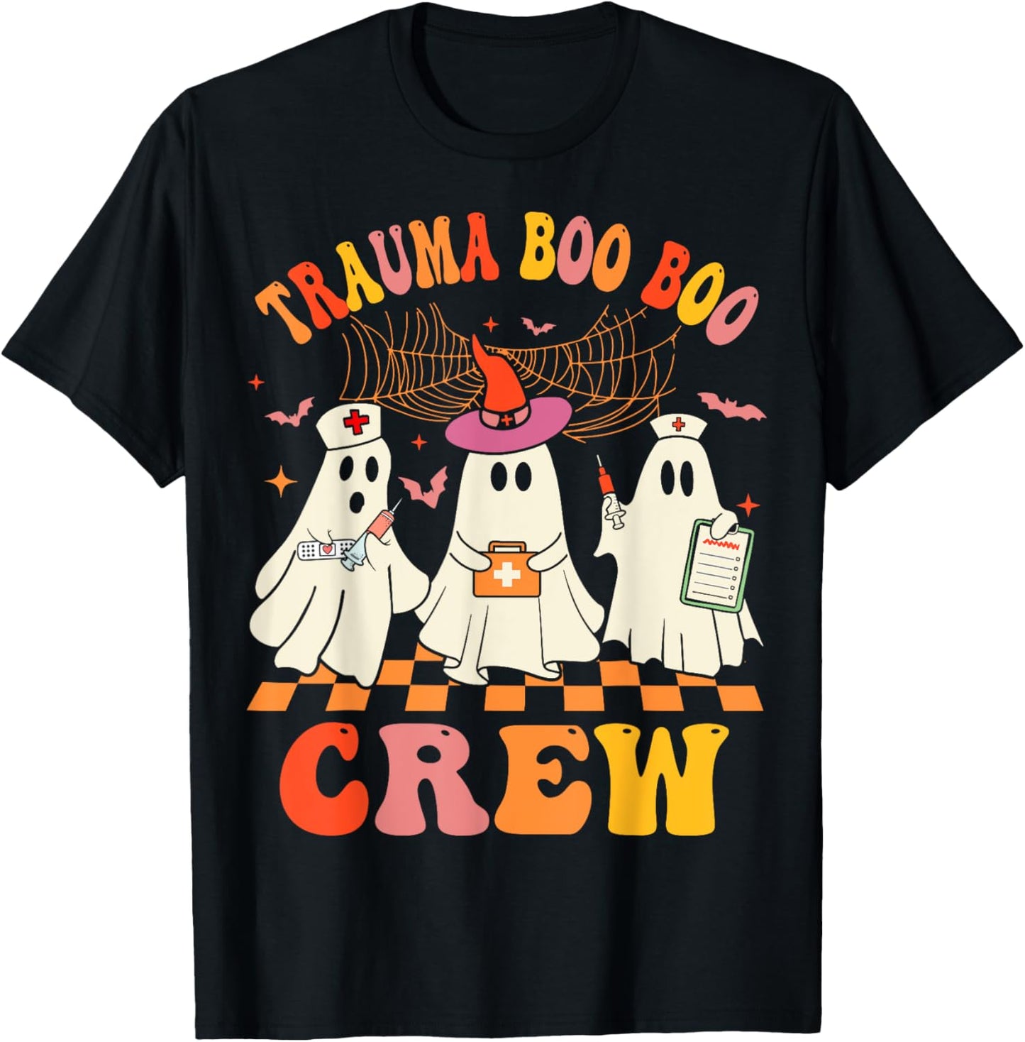 Groovy Trauma Boo Crew Funny Halloween Nurse T-Shirt - T-Shirt | Black