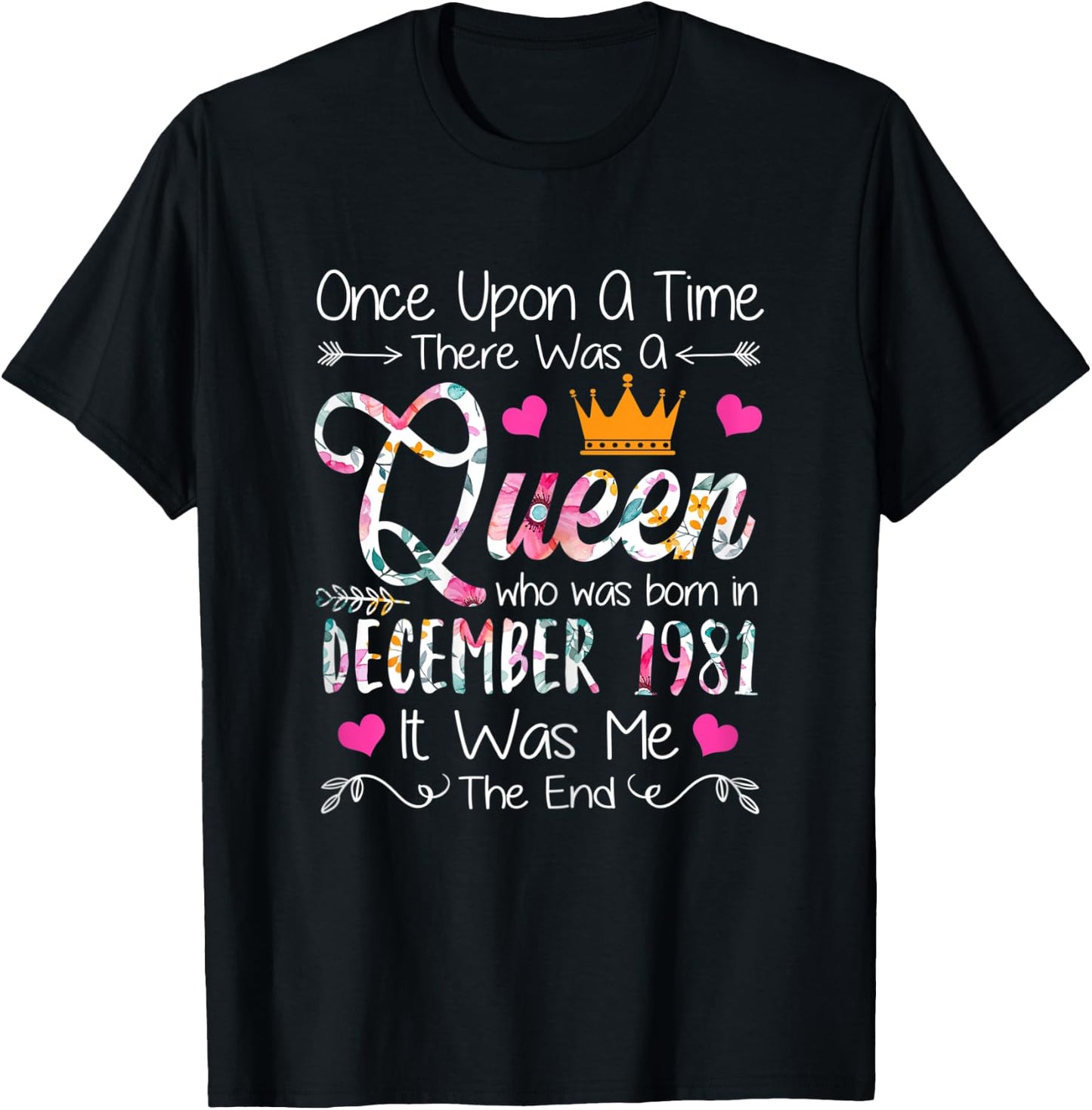39 Years Birthday Girls 39th Birthday Queen December 1981 T-Shirt - T-Shirt | Black