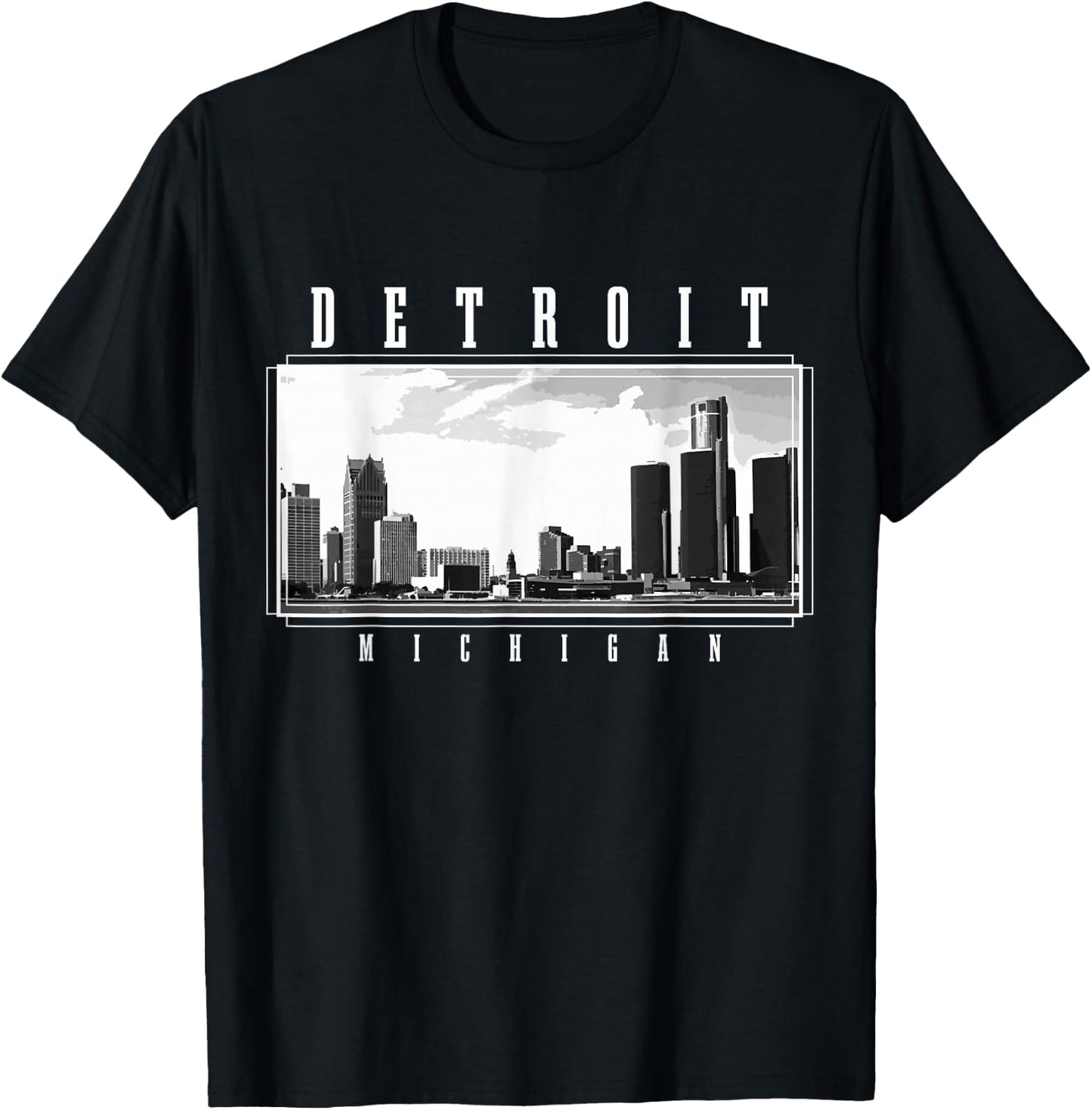 Detroit Skyline Michigan Pride Vintage Detroit T-Shirt - T-Shirt | Black