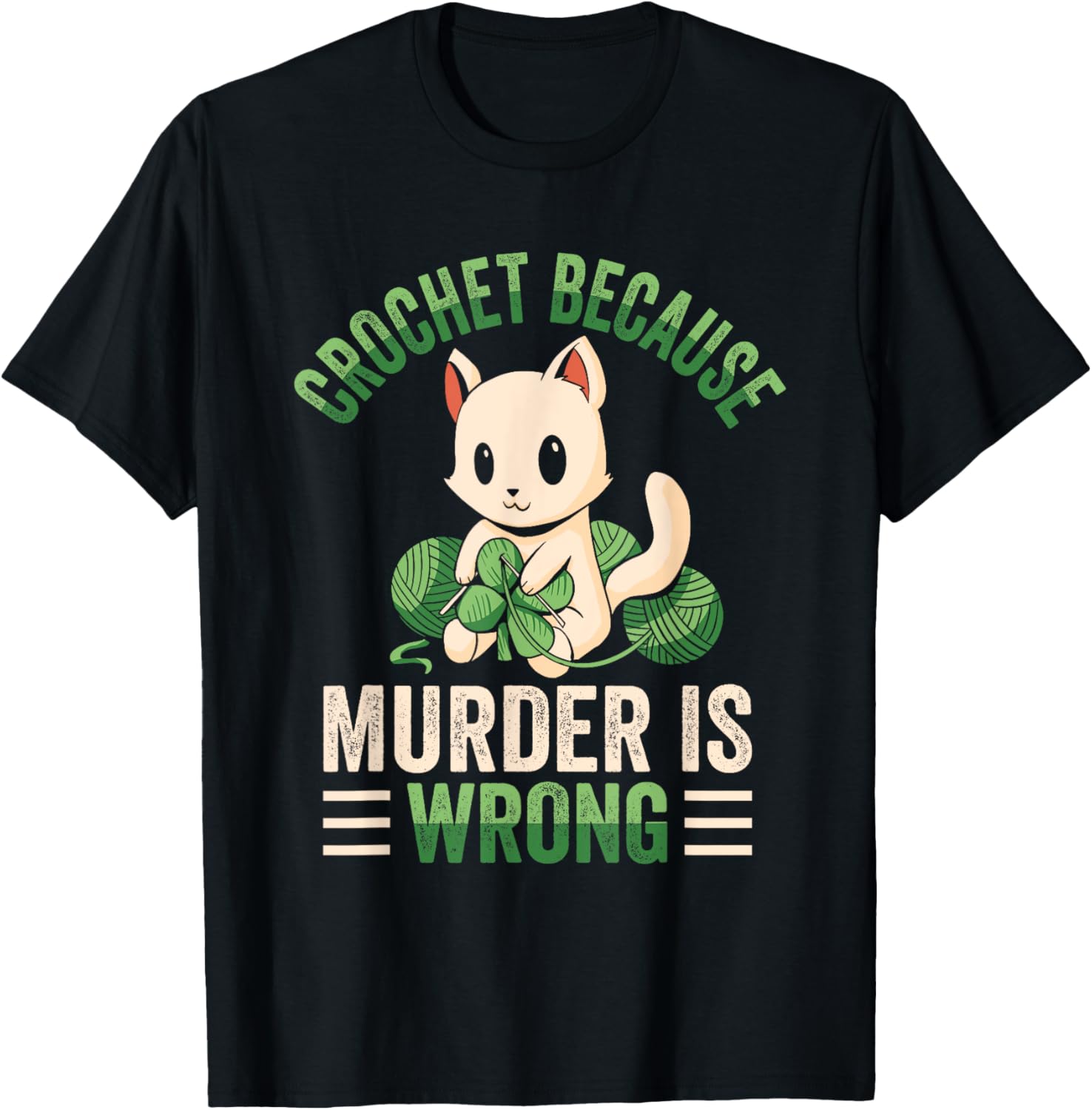 Crochet Because Murder Is Wrong Unicorn Crocheting T-Shirt - T-Shirt | Black