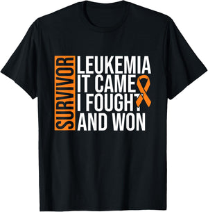 Survivor Leukemia Came Fought Won Leukemia Awareness Cancer T-Shirt - T-Shirt | Black