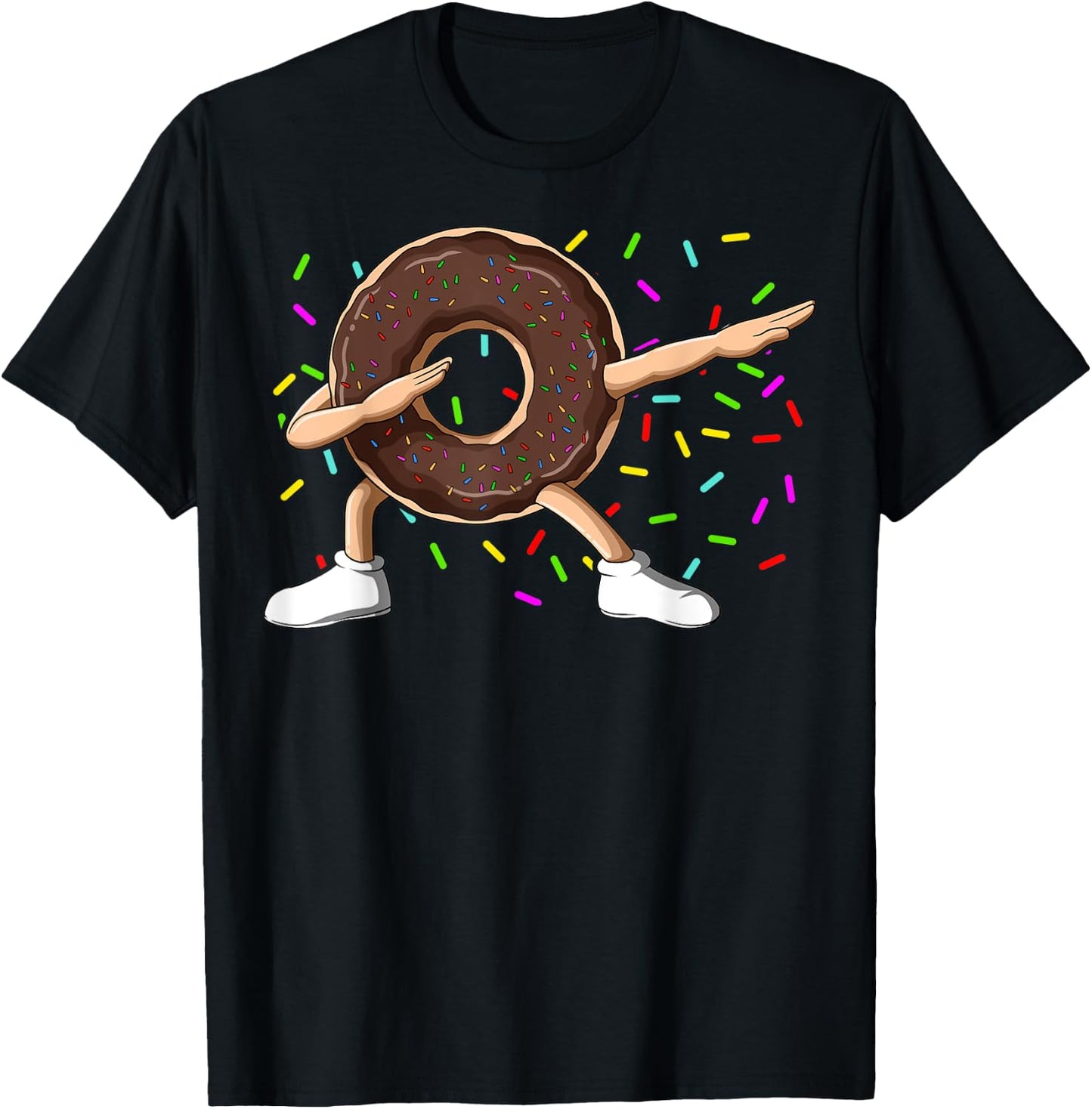 Dabbing Donut With Sprinkles Dabbing Chocolate Donut Dab T-Shirt - T-Shirt | Black