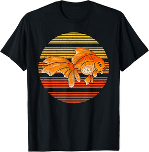 Vintage Retro Goldfish Gift Goldfish Fish Lover - Kids Black Cartoon Classic Retro Distressed Novelty - Small T-Shirt - T-Shirt | Black