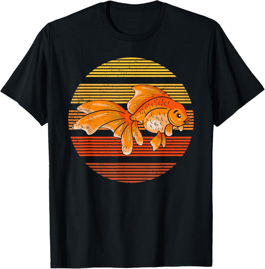 Vintage Retro Goldfish Gift Goldfish Fish Lover - Kids Black Cartoon Classic Retro Distressed Novelty - Small T-Shirt - T-Shirt | Black