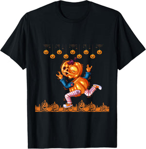 Funny Pumpkin running Halloween funny Halloween T-Shirt - T-Shirt | Black