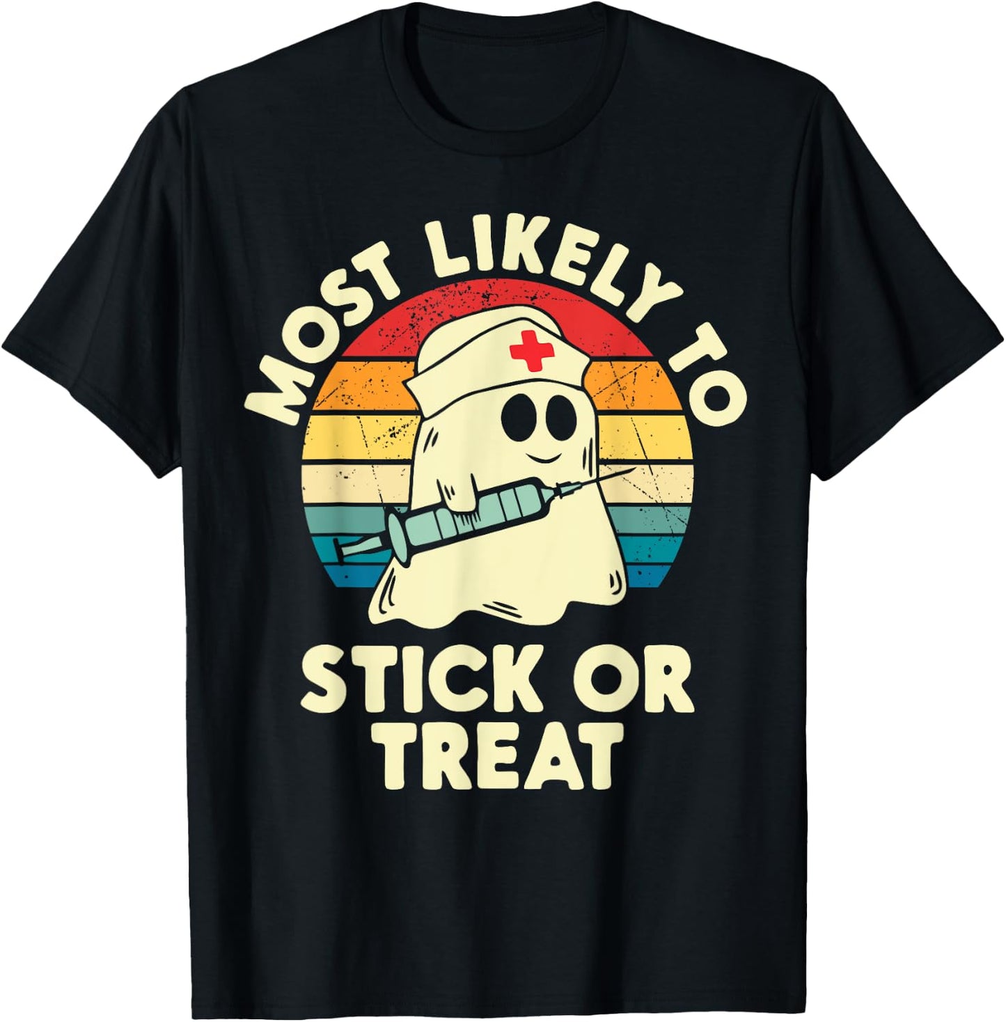 Most Likely To Halloween Nurse Stick Or Treat Matching T-Shirt - T-Shirt | Black