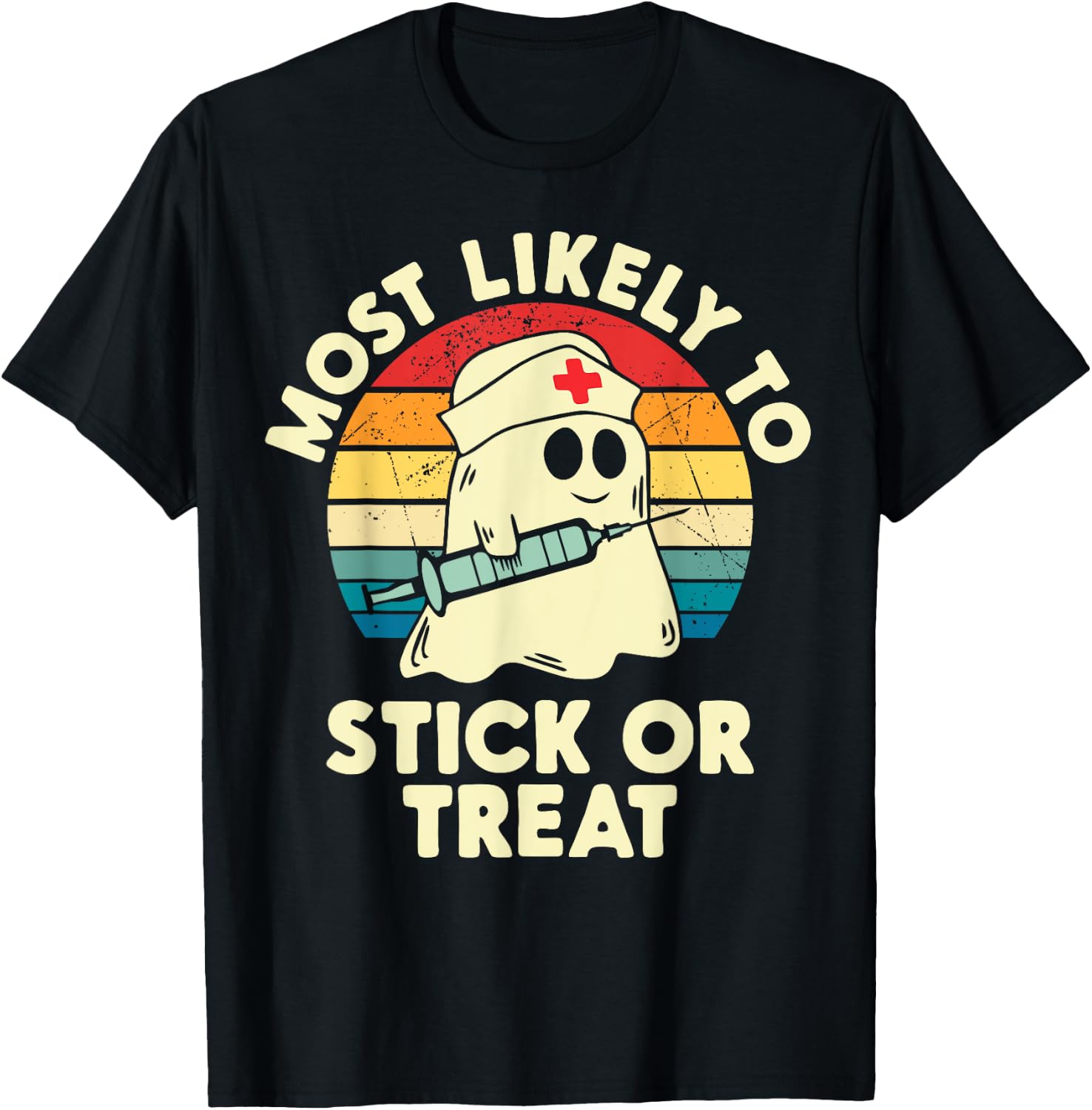 Most Likely To Halloween Nurse Stick Or Treat Matching T-Shirt - T-Shirt | Black