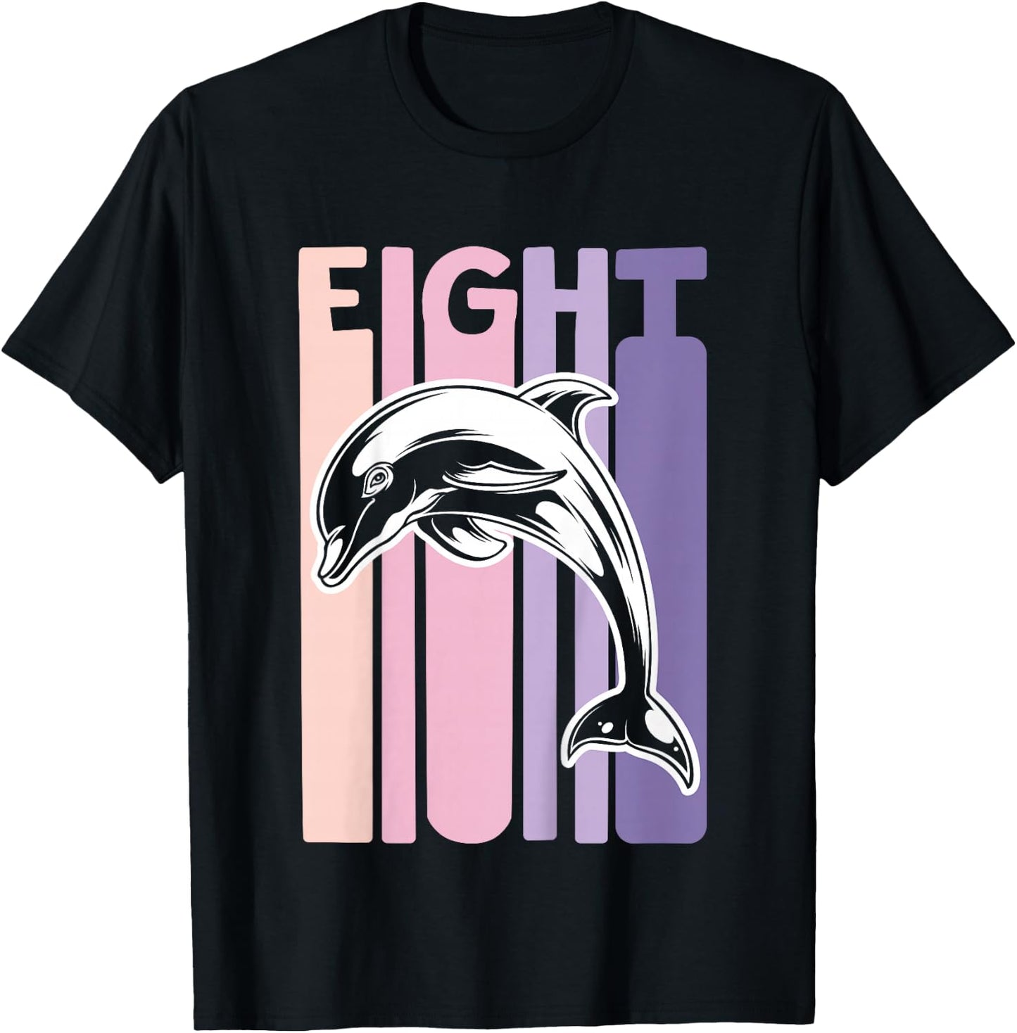 8th Birthday Gift Dolphin Fan 8 Years old Girl T-Shirt - T-Shirt | Black