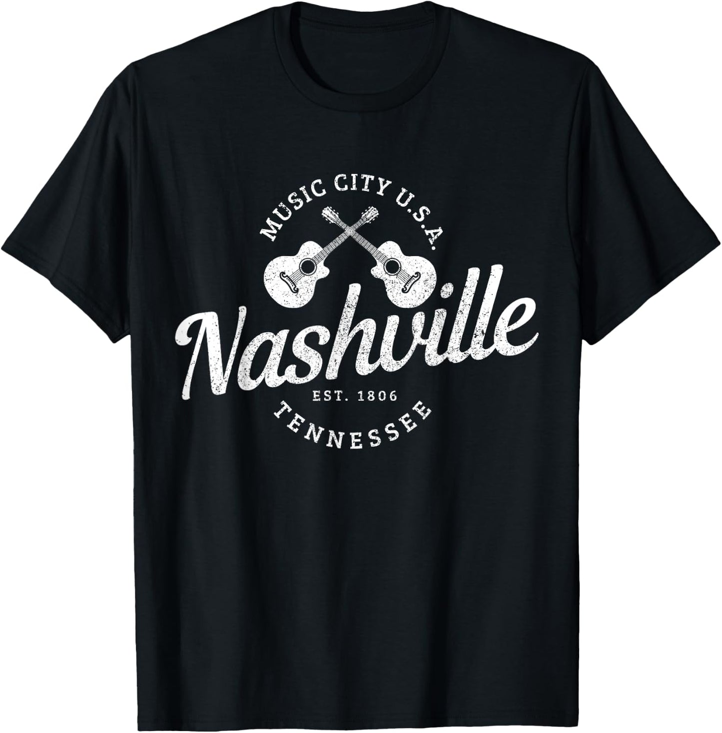 Nashville Tennessee USA Country Music Music City Souvenir T-Shirt - T-Shirt | Black