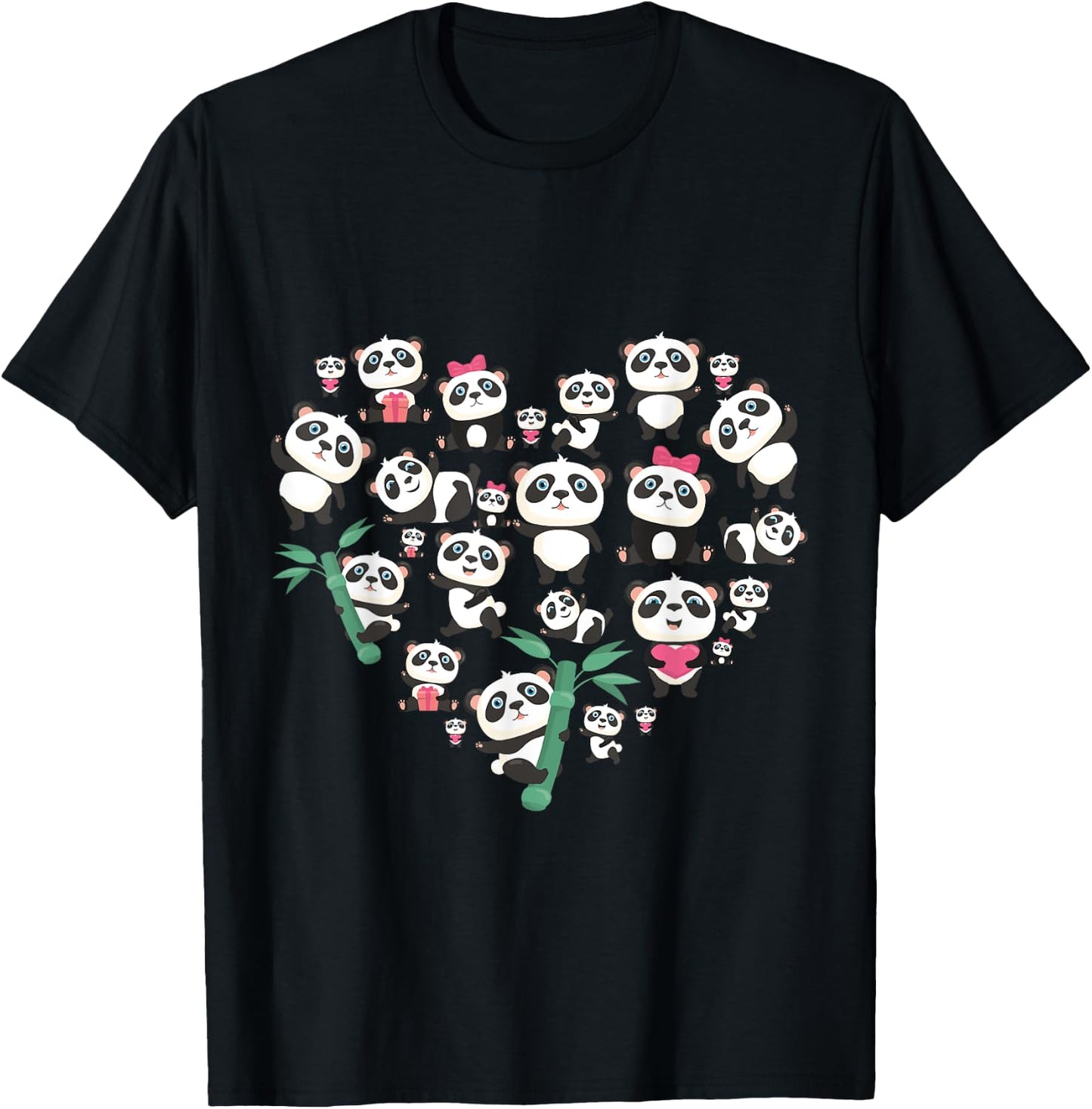 Panda Bear Lover Heart Cute Panda gifts for girl kids women T-Shirt - T-Shirt | Black