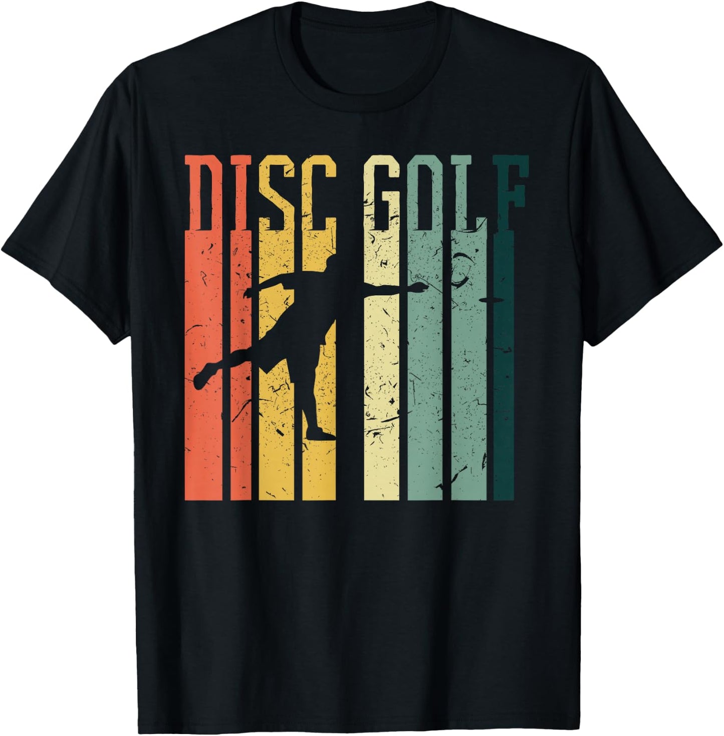 Cool Vintage Style Disc Golf Design Designs Retro Disc Golf Silhouette | Vintage Frisbee Lover -Adults, Kids Black Short Sleeve T-Shirt - T-Shirt | Black