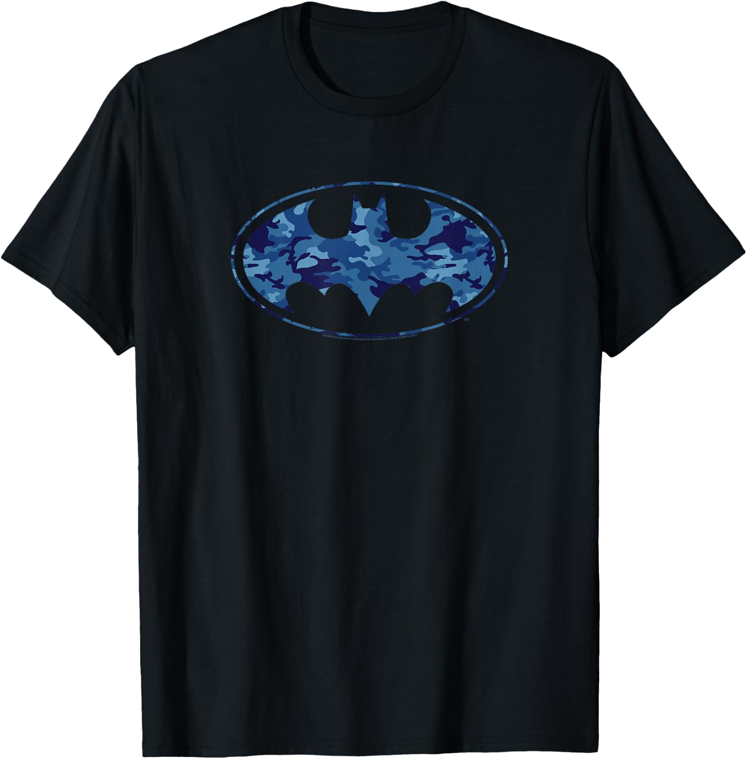 DC Comics Batman Blue Camo Logo T-Shirt - T-Shirt | Black