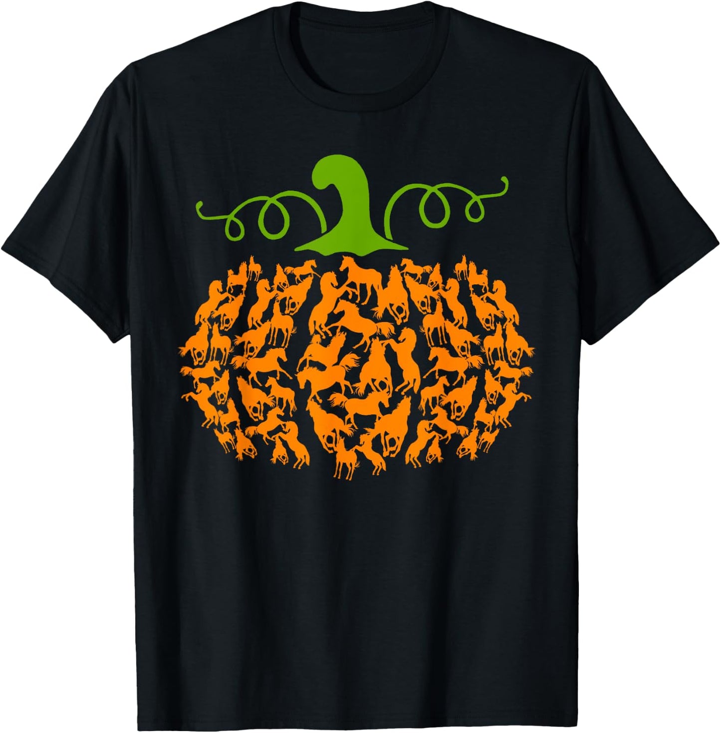 Pumpkin Horse Lover Halloween Costume Girls Women T-Shirt - T-Shirt | Black