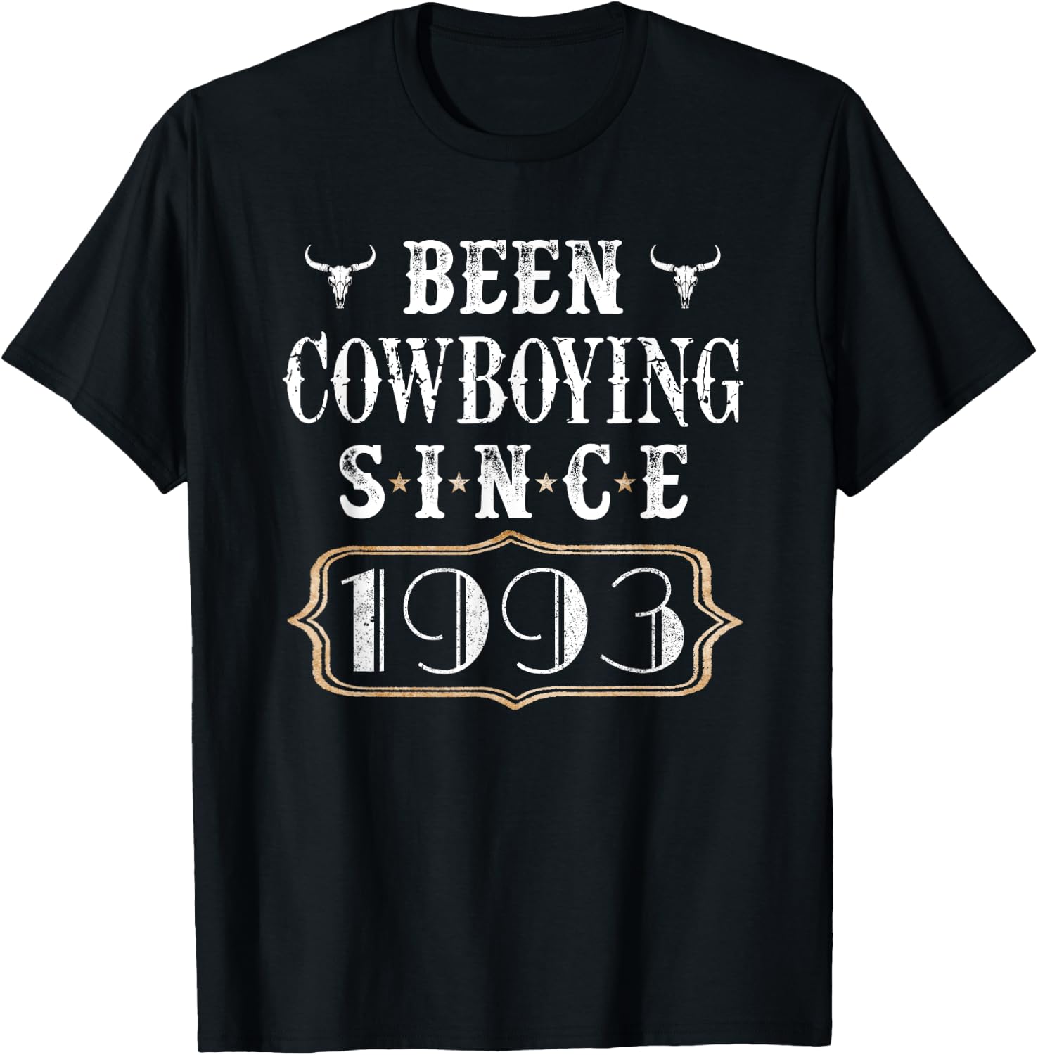 Been Cowboying Since 1993 Keepsake Vintage Birthday Cowboy T-Shirt - T-Shirt | Black