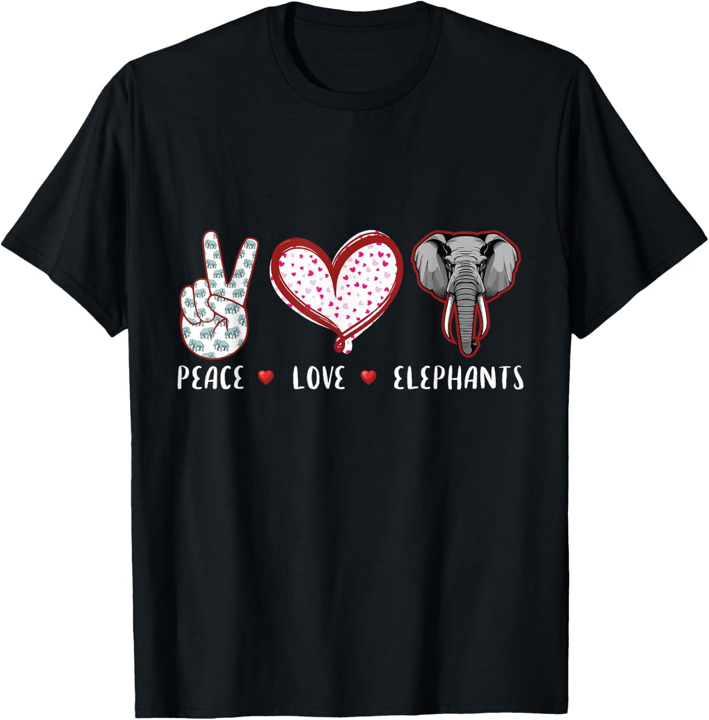 Love of Peace Elephant Gifts Women Children T-Shirt - T-Shirt | Black