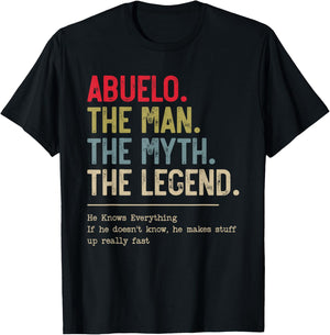 Abuelo The Man The Myth The Legend He Knows Everything T-Shirt - T-Shirt | Black