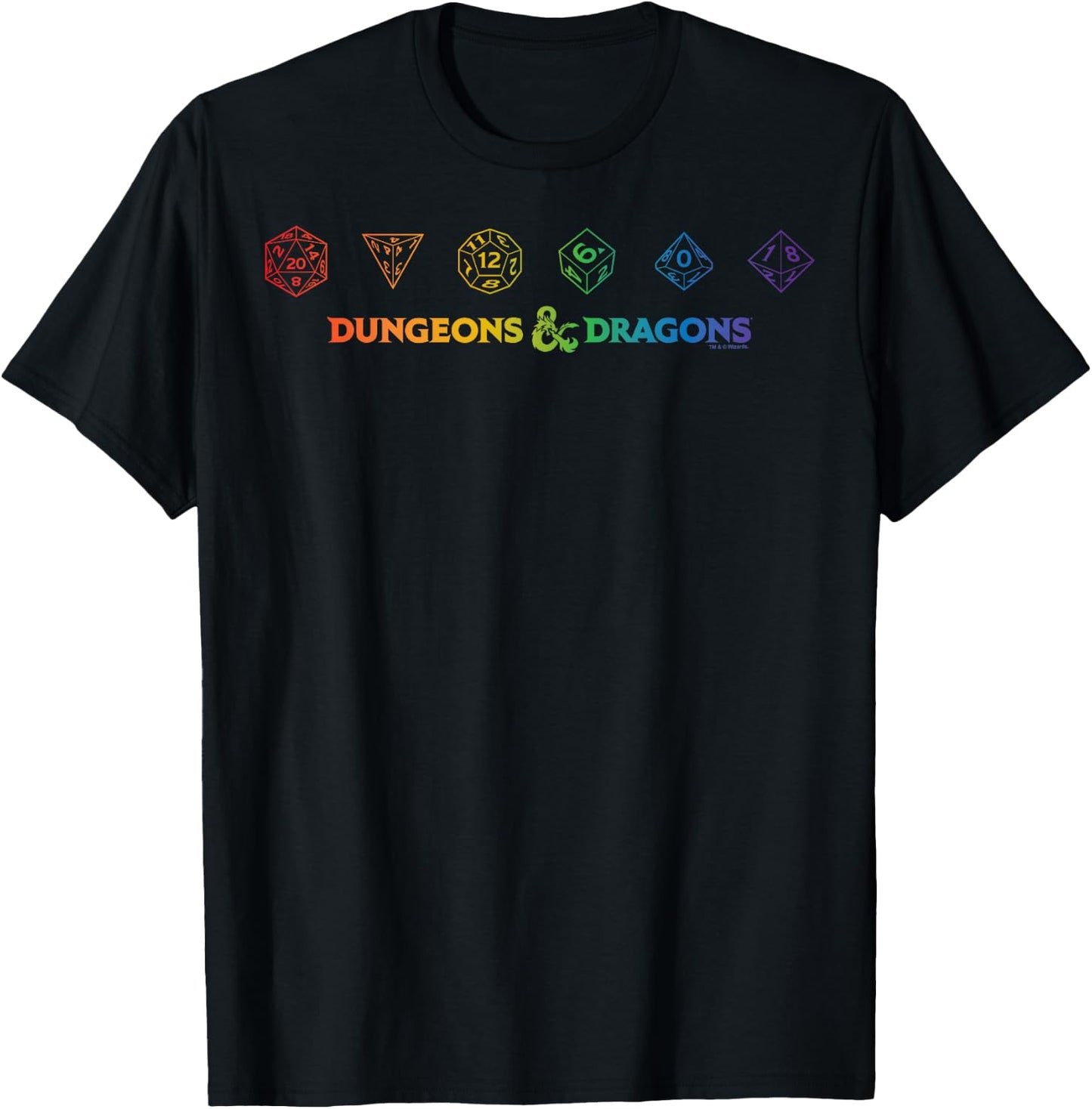 Dungeons & Dragons Dice Rainbow Gradient T-Shirt - T-Shirt | Black