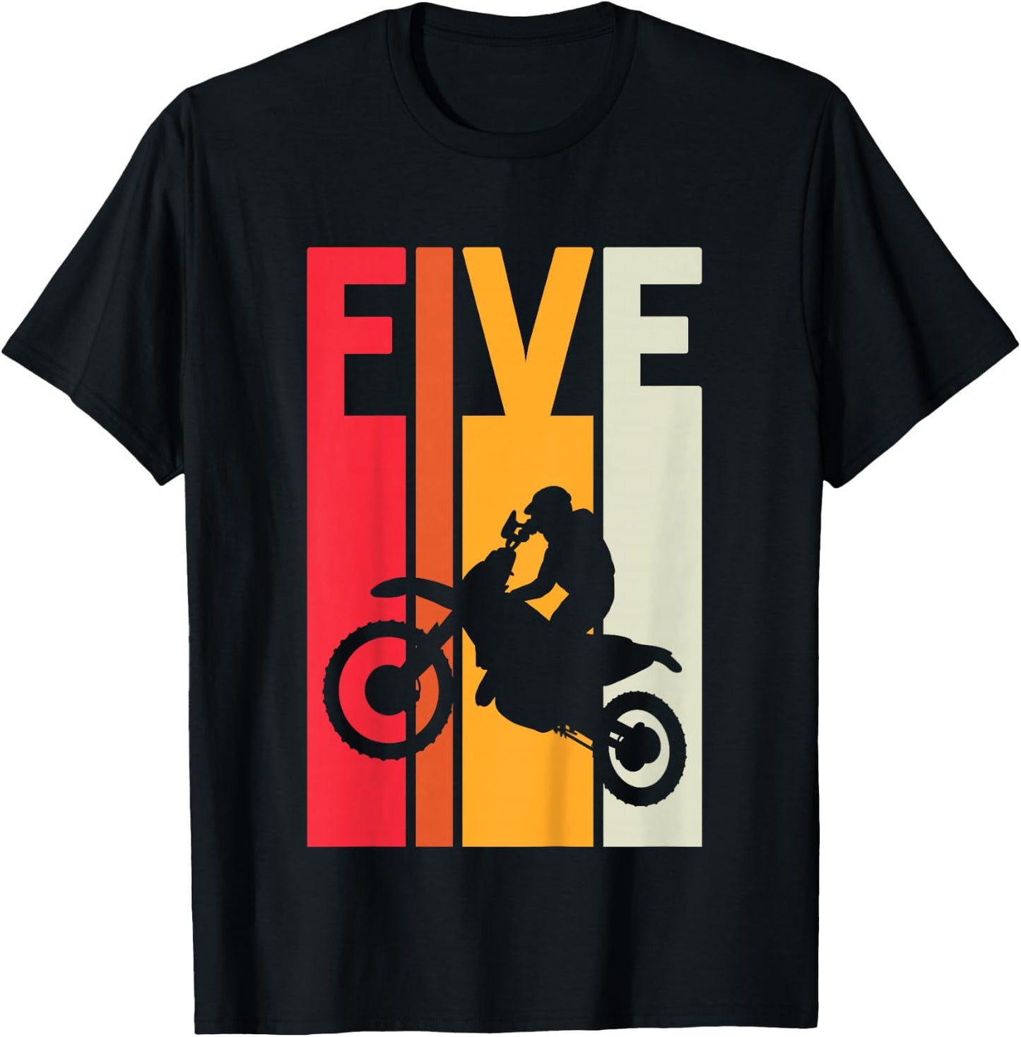 5th Birthday Retro Motocross 5 Years Boys Girl Dirt Bike T-Shirt - T-Shirt | Black