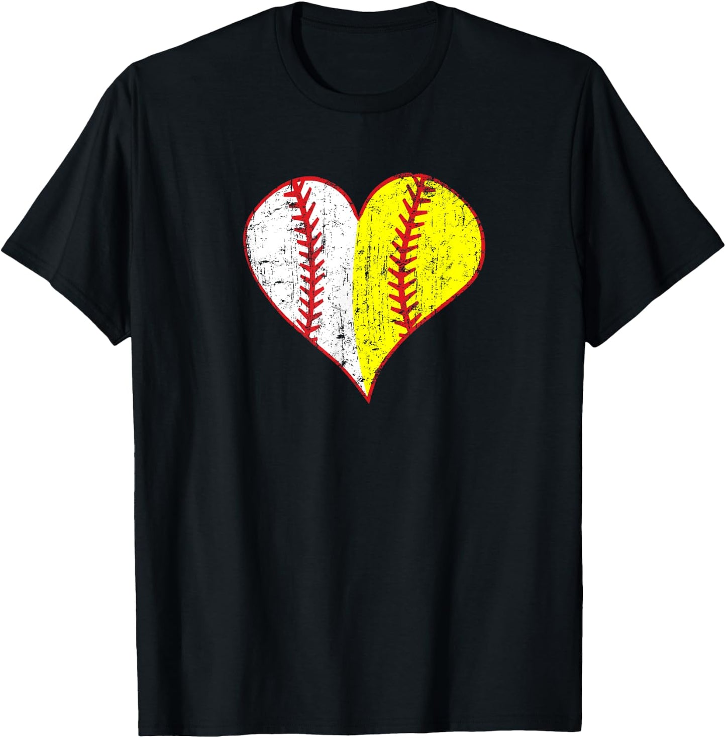 Cute Love Baseball Fast Pitch Softball Heart Baseball Mom T-Shirt - T-Shirt | Black