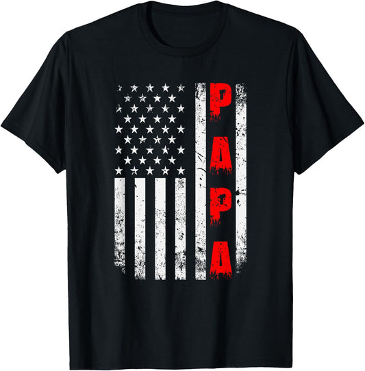 US Flag Papa Father T-Shirt - T-Shirt | Black