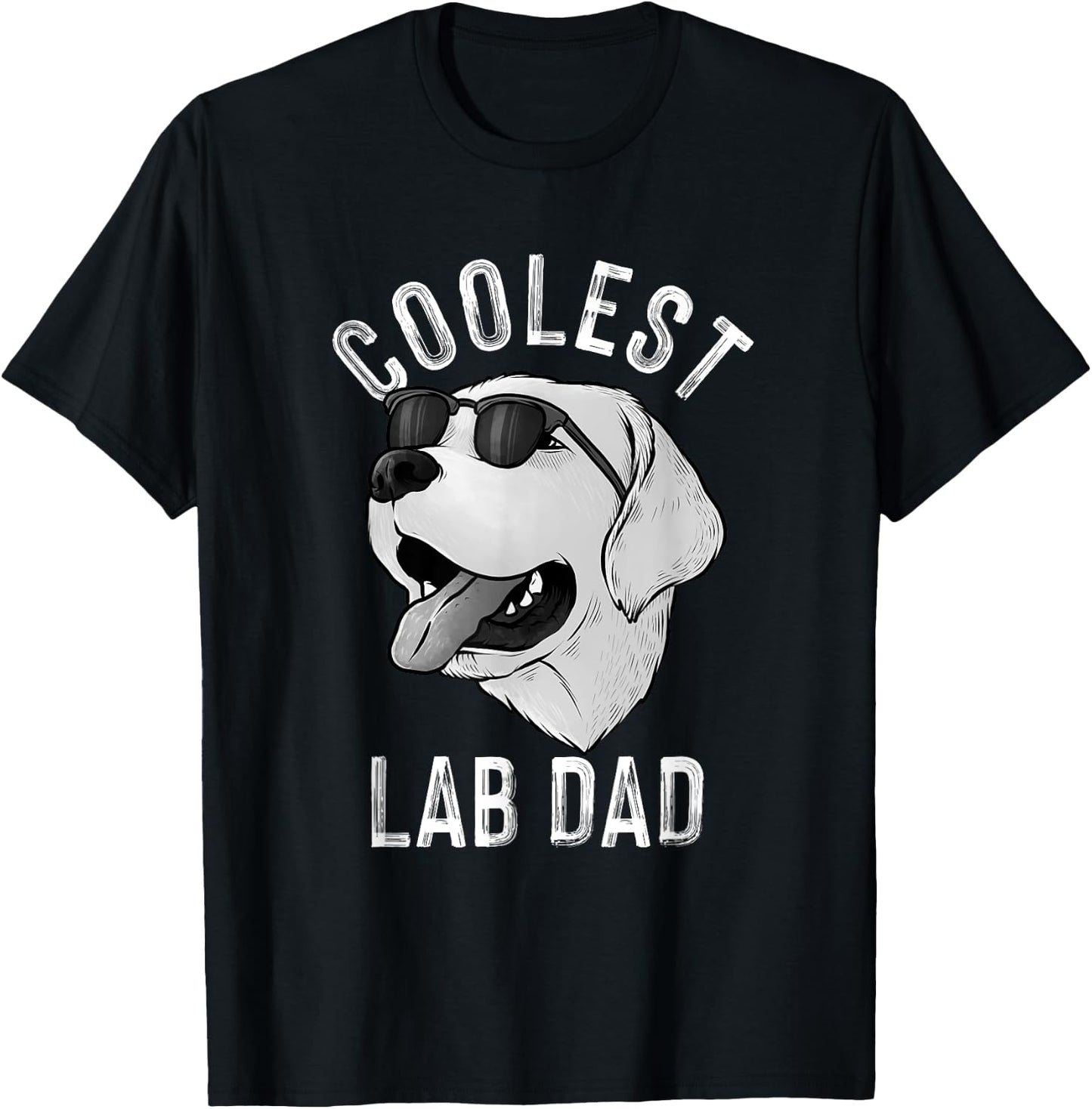 Funny Coolest Lab Dad Gift White Labrador Dog Lover Men T-Shirt - T-Shirt | Black