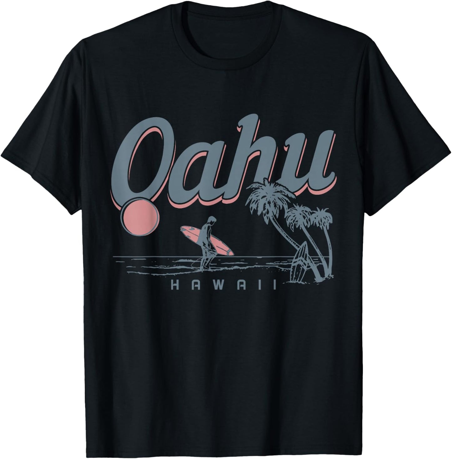 Oahu Hawaii Surf North Shore Vintage Souvenir Surfing Surfer T-Shirt - T-Shirt | Black