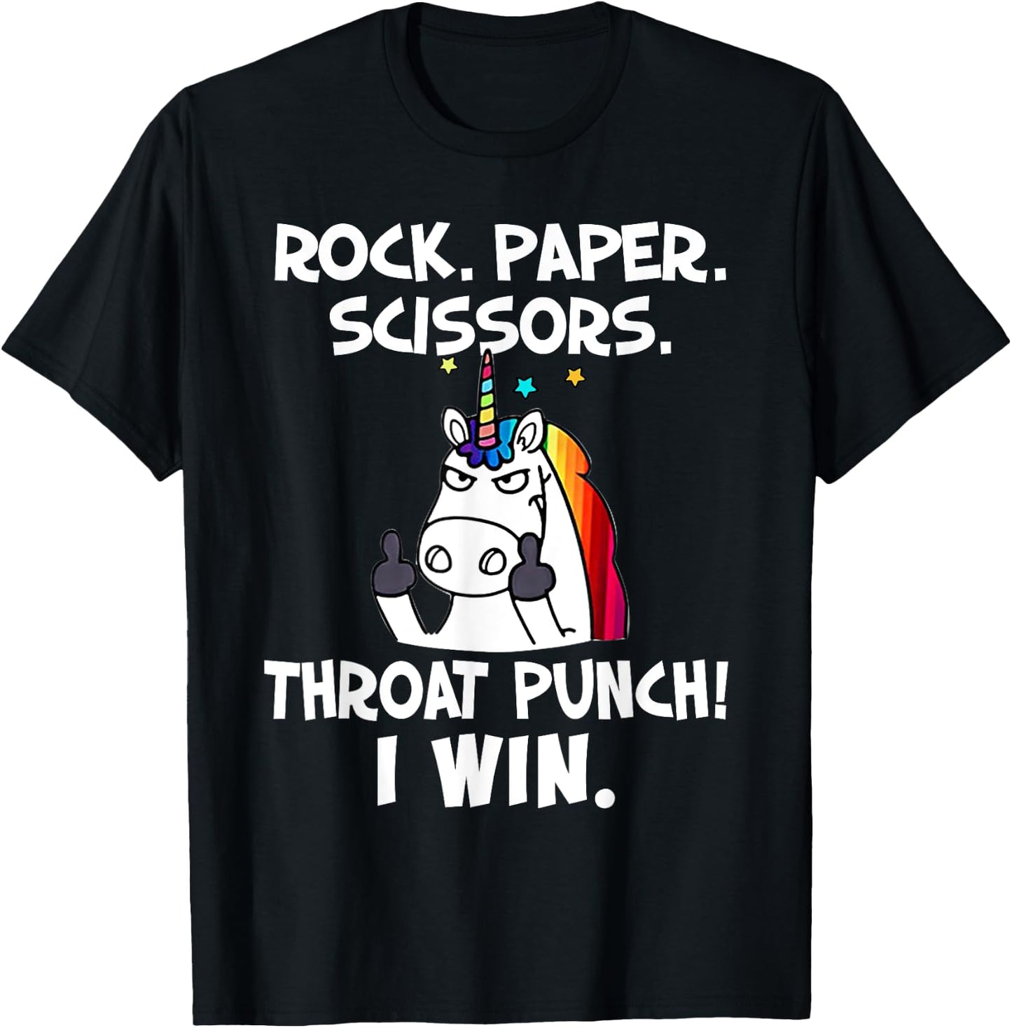 Rock Paper Scissors With The Coolest Unicorn Ever T-Shirt - T-Shirt | Black