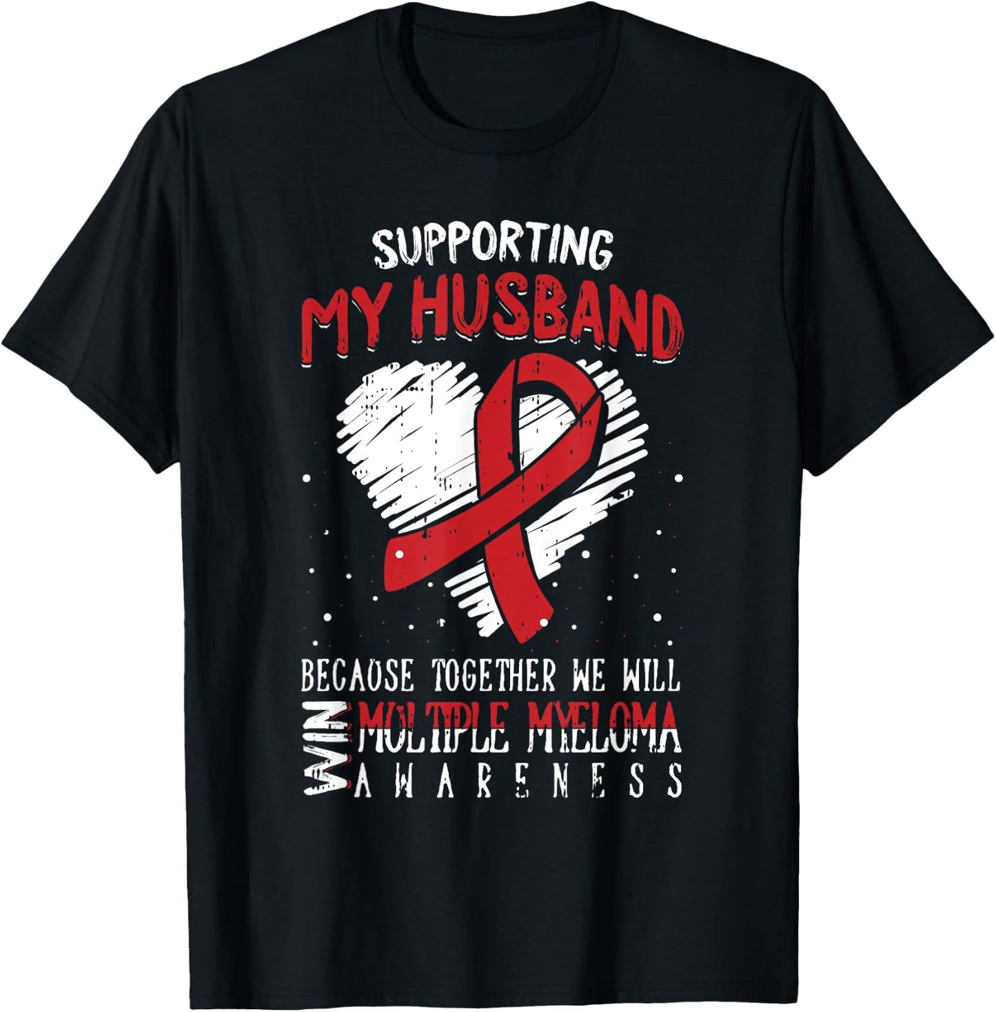 My Husband Multiple Myeloma Awareness Ribbon Warrior Gifts T-Shirt - T-Shirt | Black