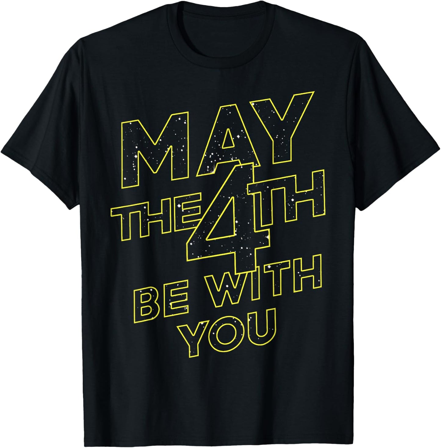 Star Wars May The 4th Be With You Galaxy Fill Text T-Shirt - T-Shirt | Black