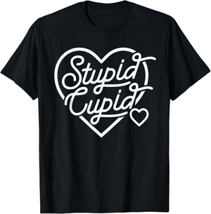 Stupid Cupid, Funny Valentine, Funny Single Af T-Shirt - T-Shirt | Black