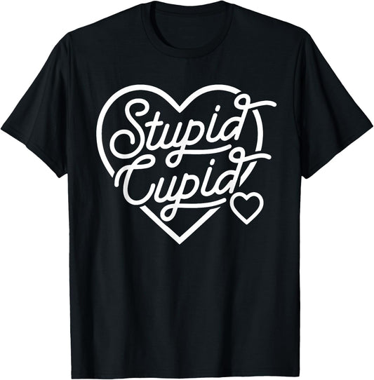 Stupid Cupid, Funny Valentine, Funny Single Af T-Shirt - T-Shirt | Black