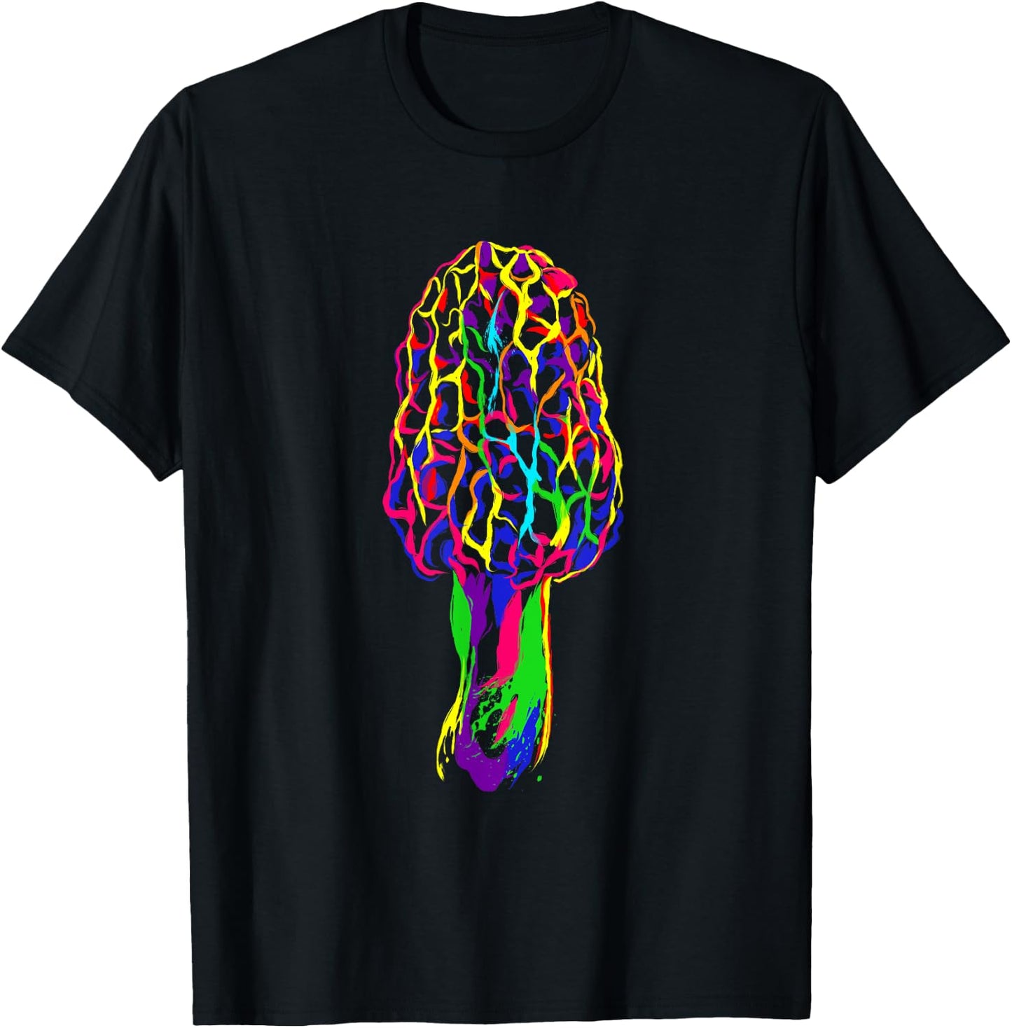 Colorful Morel Mushroom T-Shirt - T-Shirt | Black
