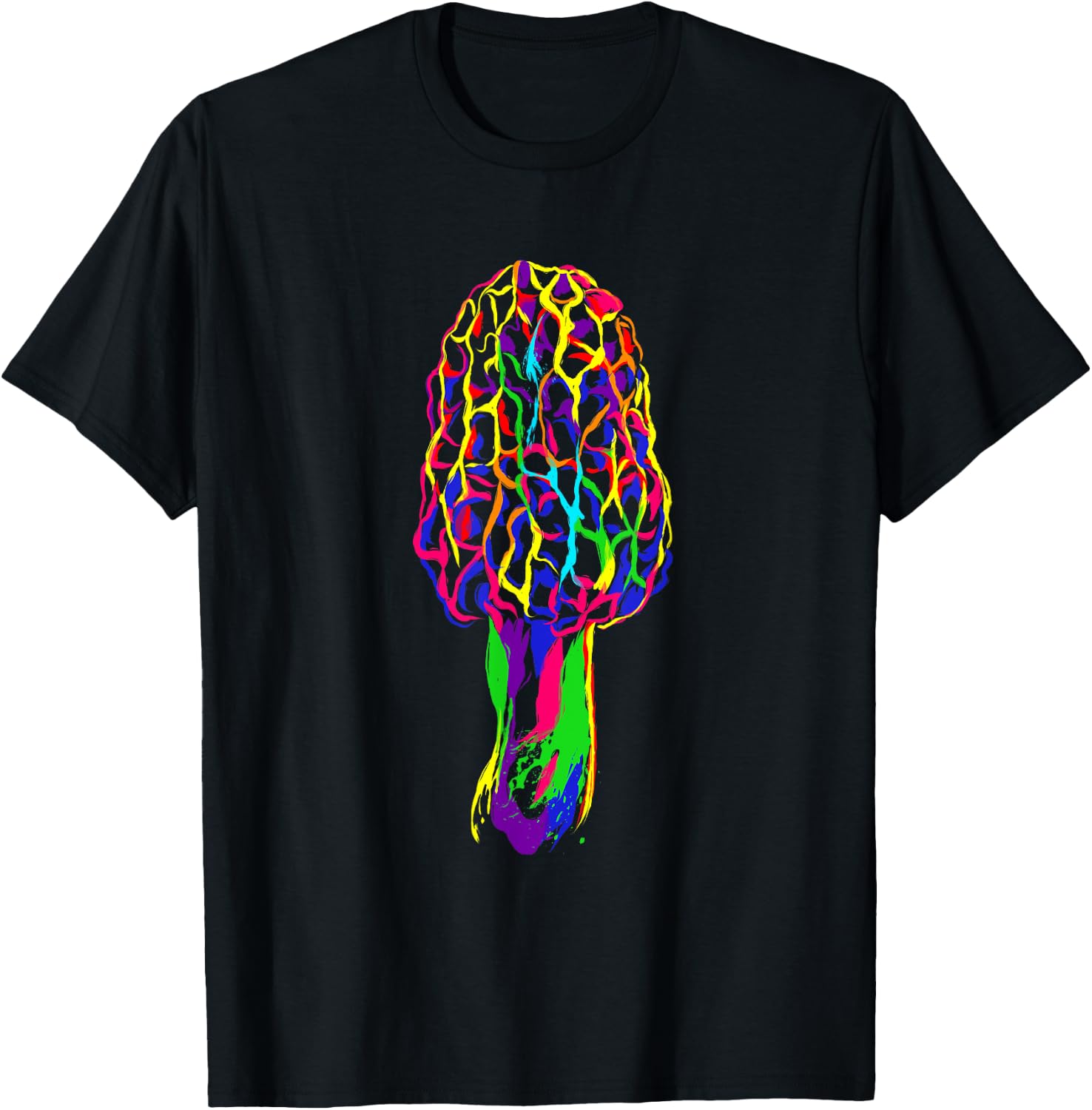 Colorful Morel Mushroom T-Shirt - T-Shirt | Black