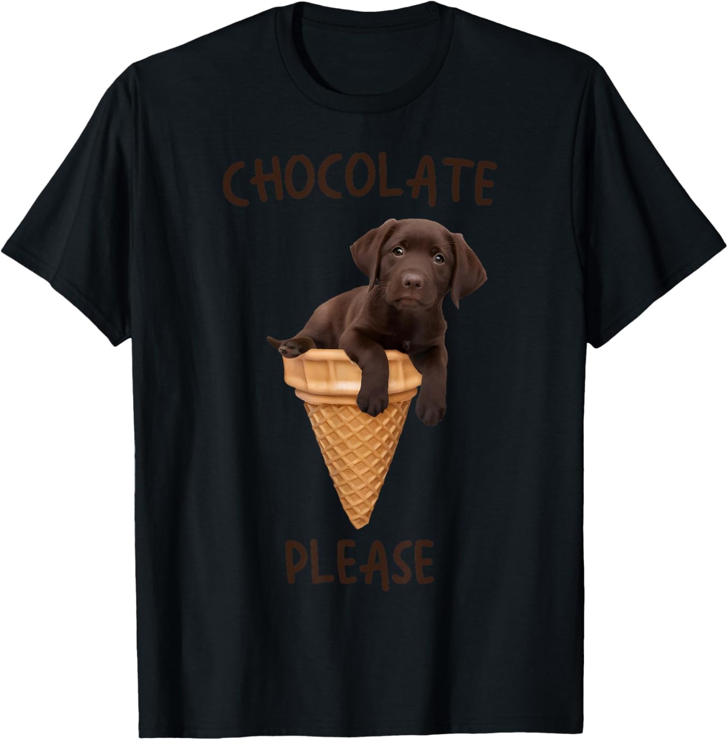 Chocolate Lab Waffle Cone Ice Cream Cute Labrador Puppy Dog Women Kids T-Shirt - T-Shirt | Black