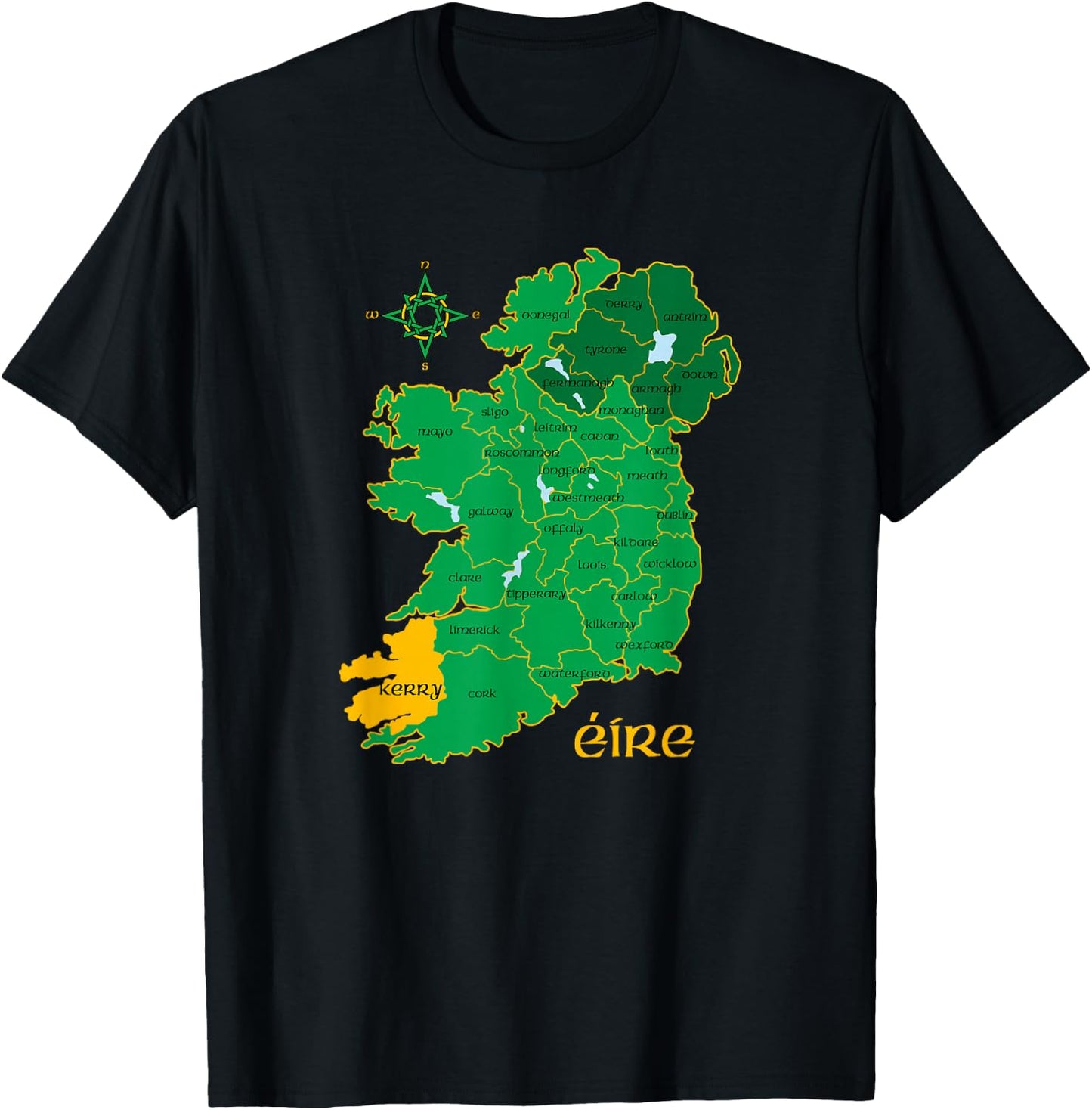 Kerry Ireland County Map Eire Irish Travel T-Shirt - T-Shirt | Black