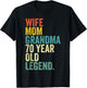 Wife Mom Grandma 70 Year Old Legend Retro 70th Birthday T-Shirt - T-Shirt | Black