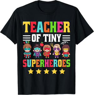 Pre-K Teacher Early Childhood Preschool Pre-K Teacher Of Tiny Superheroes - -Adults, Black, Small, Short Sleeve T-Shirt - T-Shirt | Black